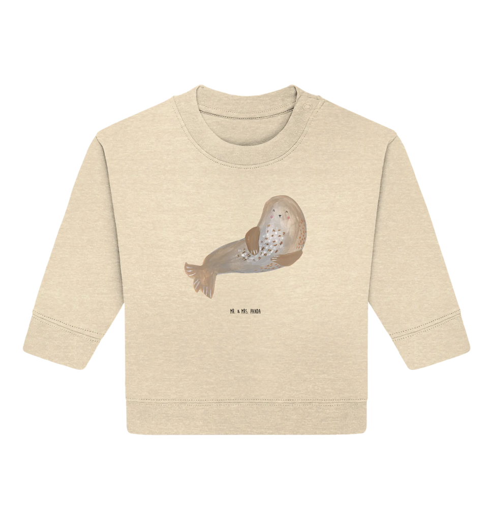 Organiczny sweter dla niemowląt foka śmiech Baby Bullover, Baby Sweatshirt, Gute Laune, Tiermotive, Tiere, Lustige Sprüche, Ostsee, Nordsee, Robben, Strand, Seehund, Meerestier, Robbe