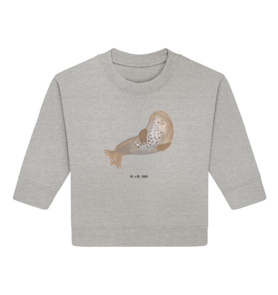 Organiczny sweter dla niemowląt foka śmiech Baby Bullover, Baby Sweatshirt, Gute Laune, Tiermotive, Tiere, Lustige Sprüche, Ostsee, Nordsee, Robben, Strand, Seehund, Meerestier, Robbe