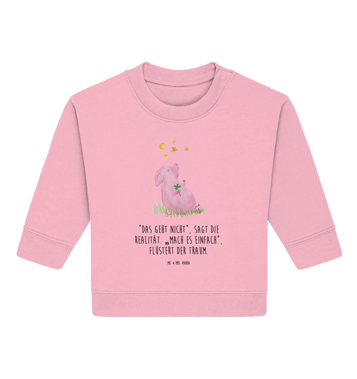 Organic Baby Pullover Schwein Glück Baby Bullover, Tiere, Gute Laune, Tiermotive, Lustige Sprüche, Motivation, Schweinchen, Sernchen, Glücksbringer, Schwein, Ziele, Sterne, Glücksschwein. Glück, Träume