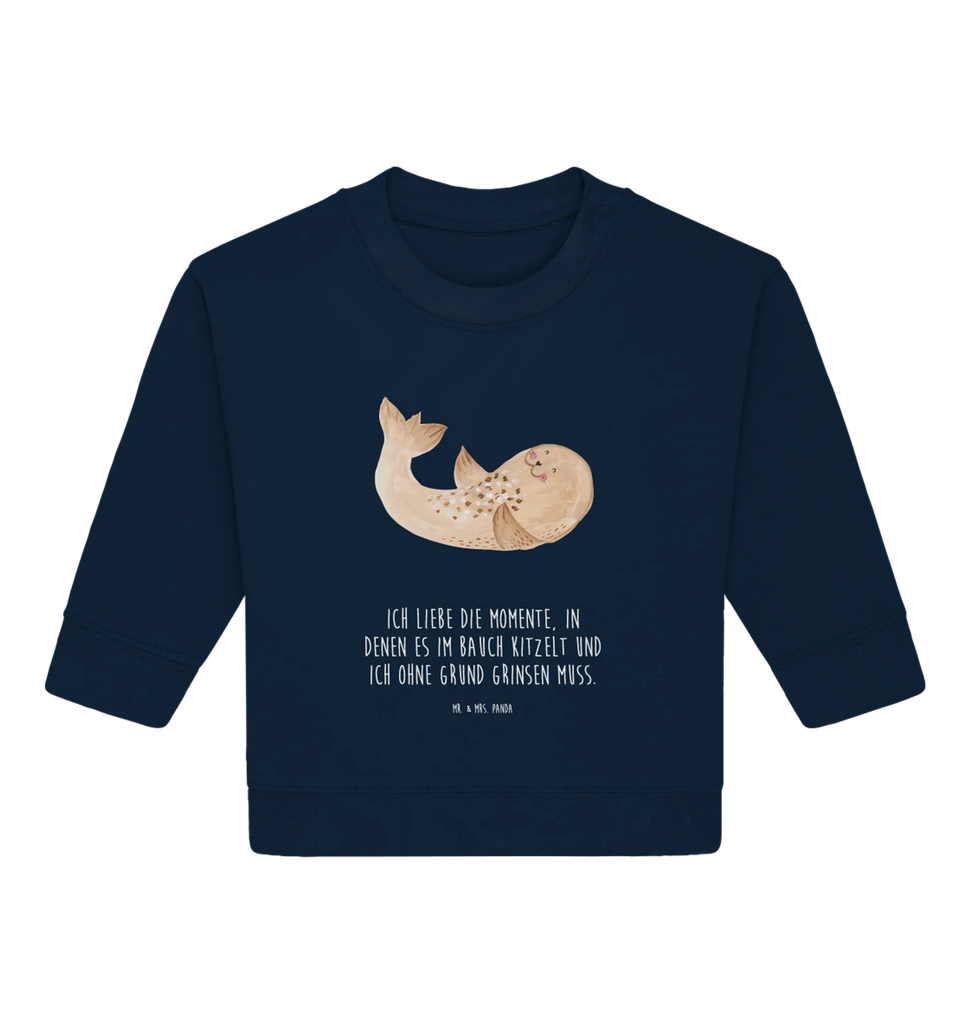Organiczny sweter dla niemowląt foka Leżeć Baby Sweatshirt, Baby Bullover, Gute Laune, Tiermotive, Tiere, Lustige Sprüche, Robben, Freude, Meerestier, Robbe, Lachen, Seehund, Nordsee, Ostsee, Strand