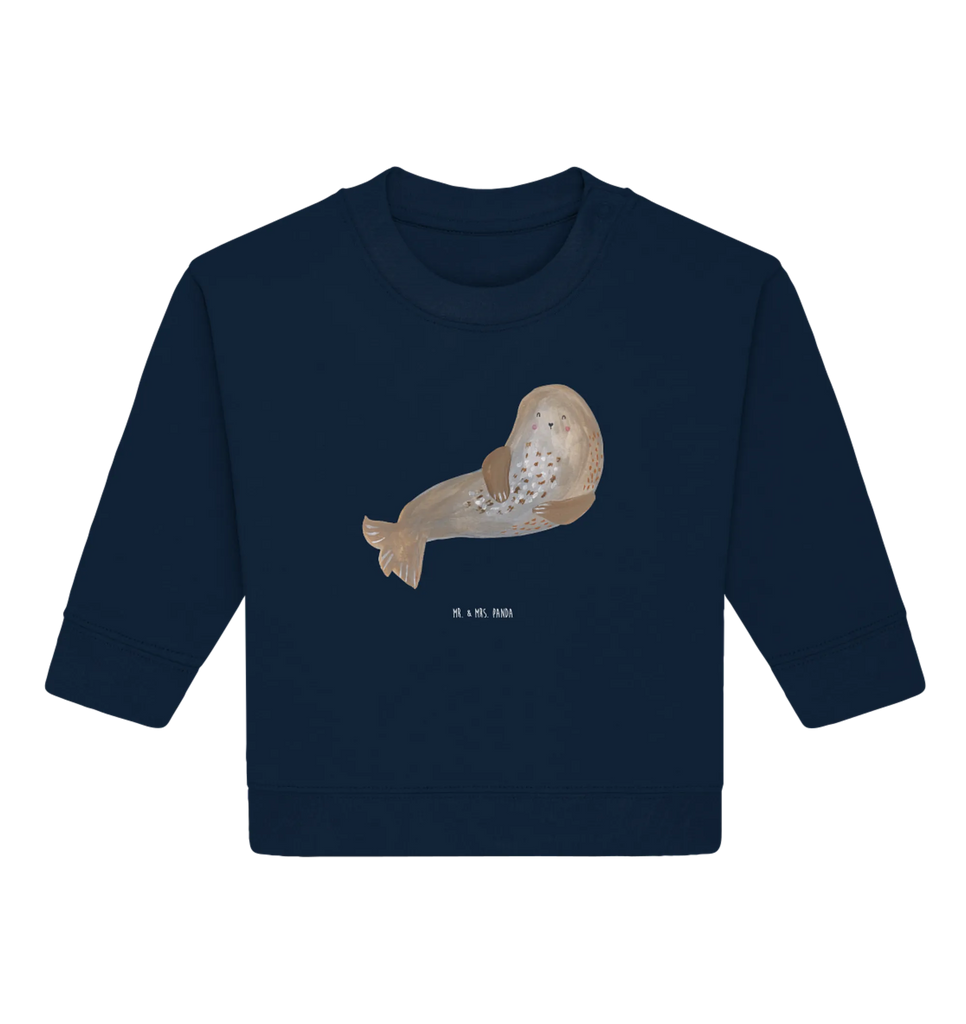 Organiczny sweter dla niemowląt foka śmiech Baby Bullover, Baby Sweatshirt, Gute Laune, Tiermotive, Tiere, Lustige Sprüche, Ostsee, Nordsee, Robben, Strand, Seehund, Meerestier, Robbe