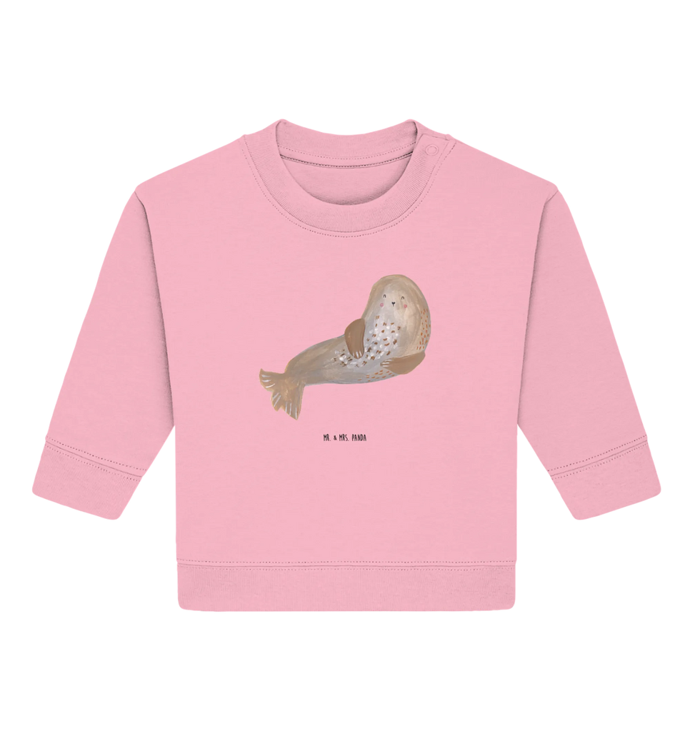 Organiczny sweter dla niemowląt foka śmiech Baby Bullover, Baby Sweatshirt, Gute Laune, Tiermotive, Tiere, Lustige Sprüche, Ostsee, Nordsee, Robben, Strand, Seehund, Meerestier, Robbe