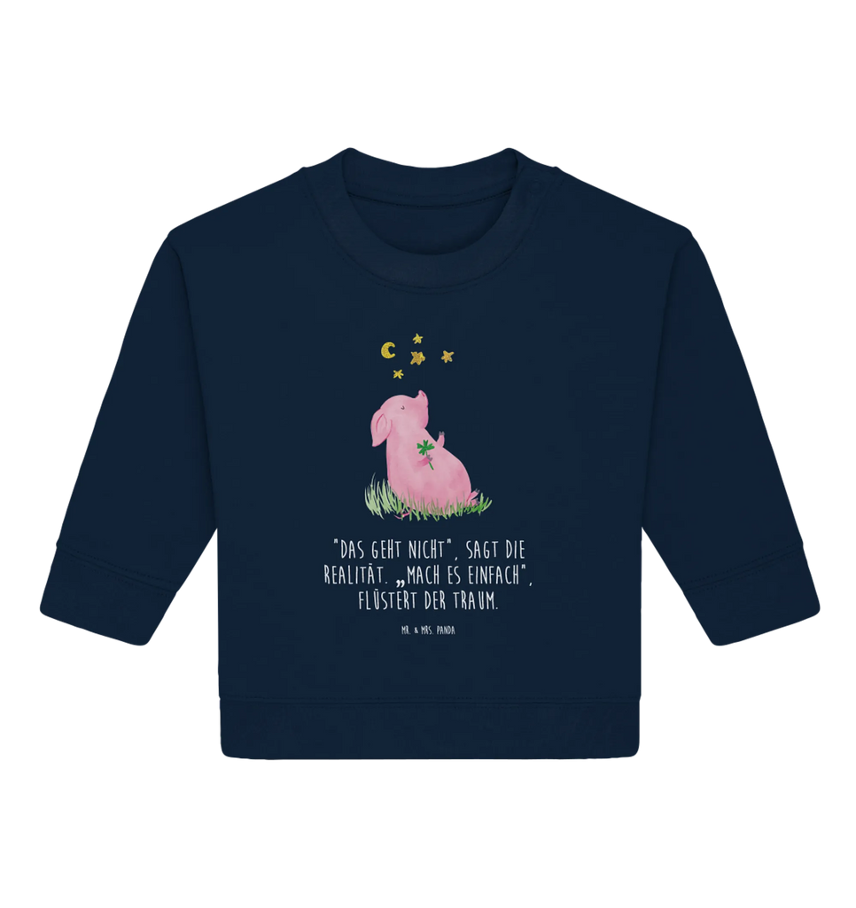 Organiczny sweter dla niemowląt świnia Szczęście Baby Sweatshirt, Baby Bullover, Gute Laune, Tiermotive, Tiere, Lustige Sprüche, Träume, Sernchen, Schwein, Glücksschwein. Glück, Schweinchen, Glücksbringer, Motivation, Ziele, Sterne