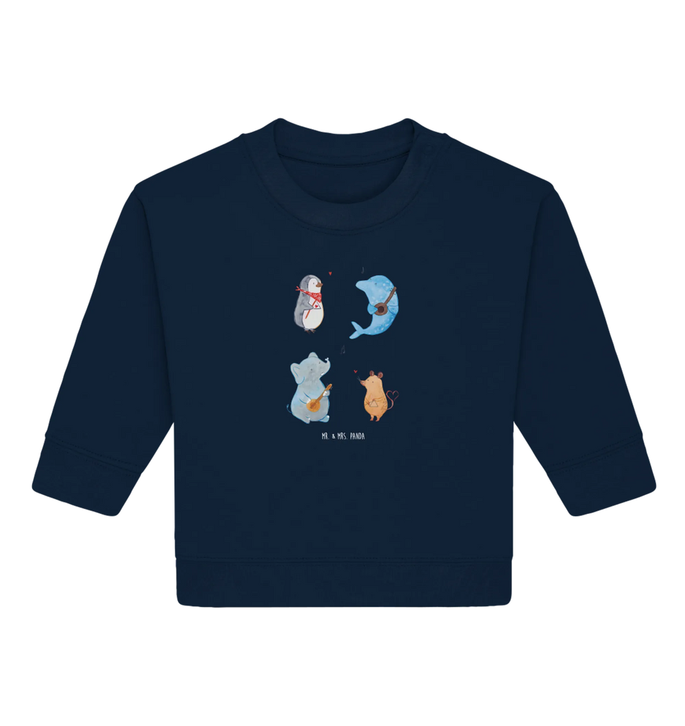 Organiczny sweter dla niemowląt Wielki zespół Baby Sweatshirt, Baby Bullover, Gute Laune, Tiermotive, Tiere, Lustige Sprüche, Delfin, Elefant, Triangel, Musikanten, Band, Maus, Musik, Gitarre, Hund, Pinguin