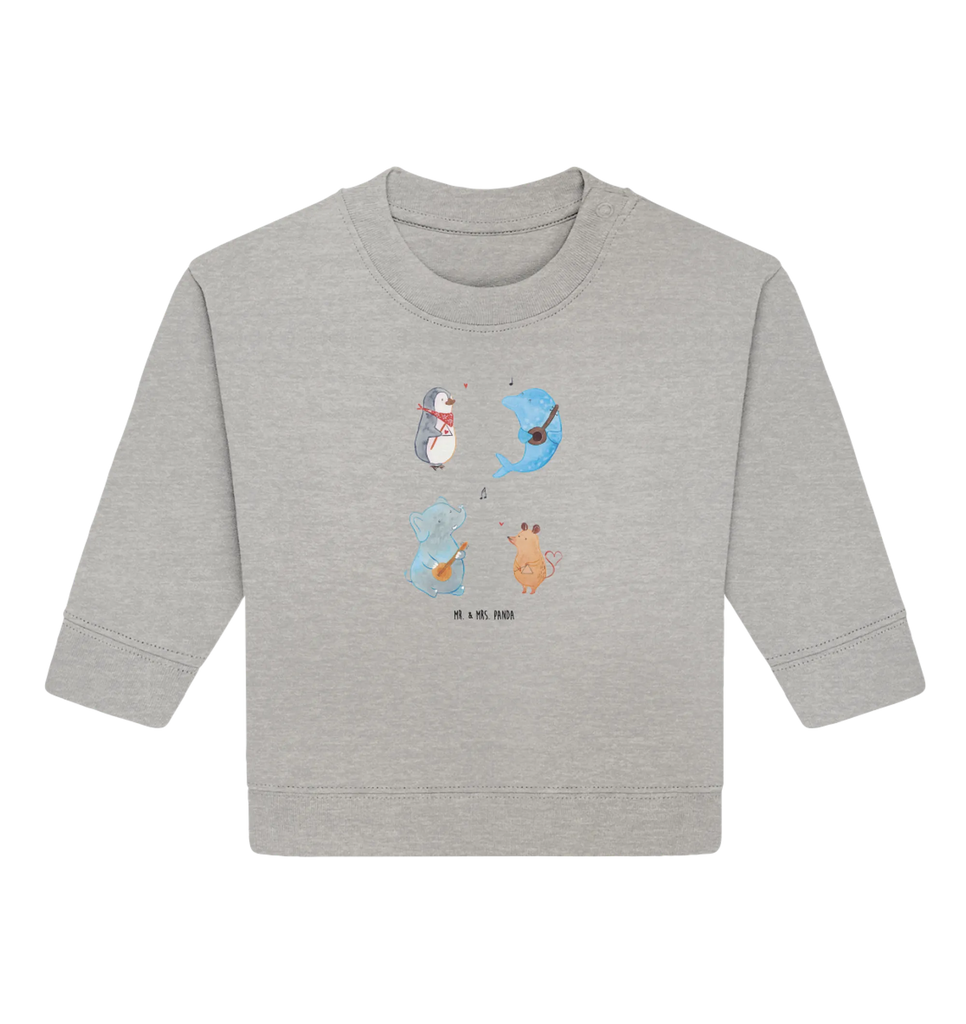 Organiczny sweter dla niemowląt Wielki zespół Baby Sweatshirt, Baby Bullover, Gute Laune, Tiermotive, Tiere, Lustige Sprüche, Delfin, Elefant, Triangel, Musikanten, Band, Maus, Musik, Gitarre, Hund, Pinguin