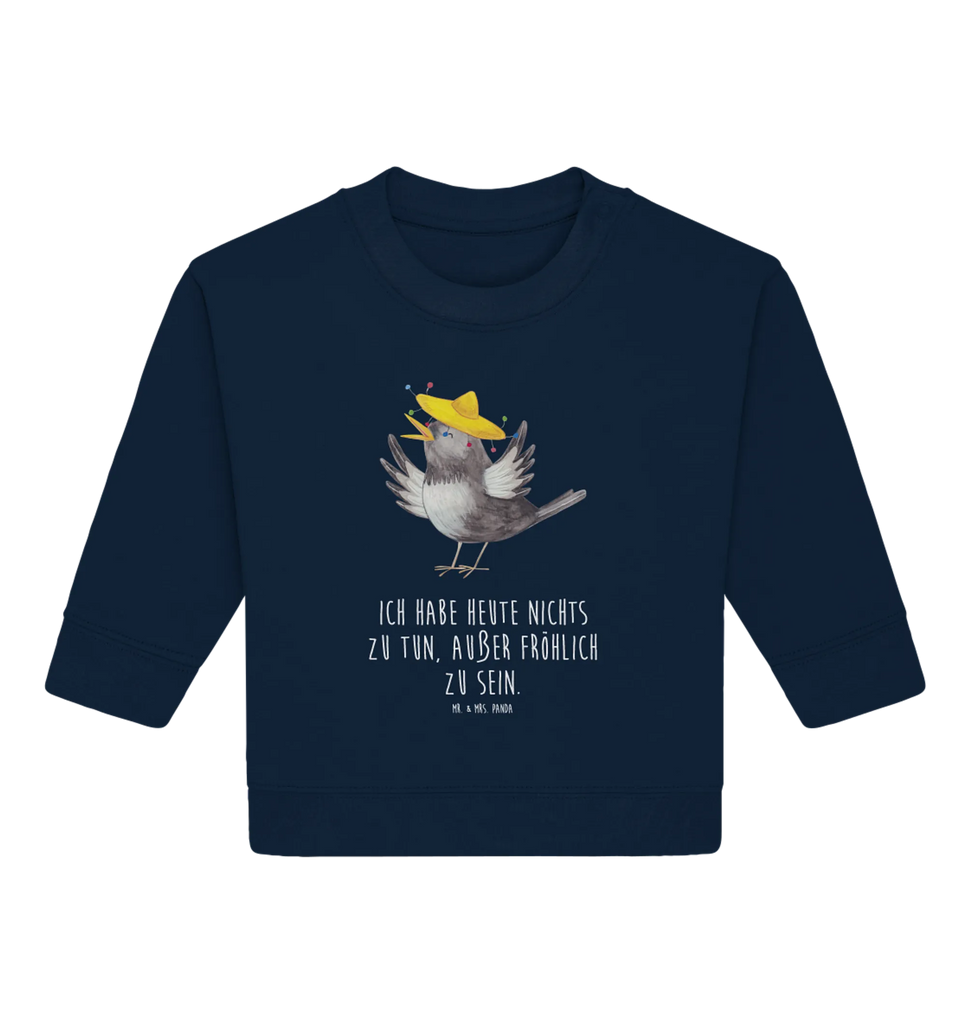 Organiczny sweter dla niemowląt kruk Sombrero Baby Bullover, Baby Sweatshirt, Gute Laune, Tiermotive, Tiere, Lustige Sprüche, Fröhlich sein, Vögel, Spruch Positiv, Elster, Glück Spruch, glücklich sein, Rabe, Vogel, Motivation, Froh