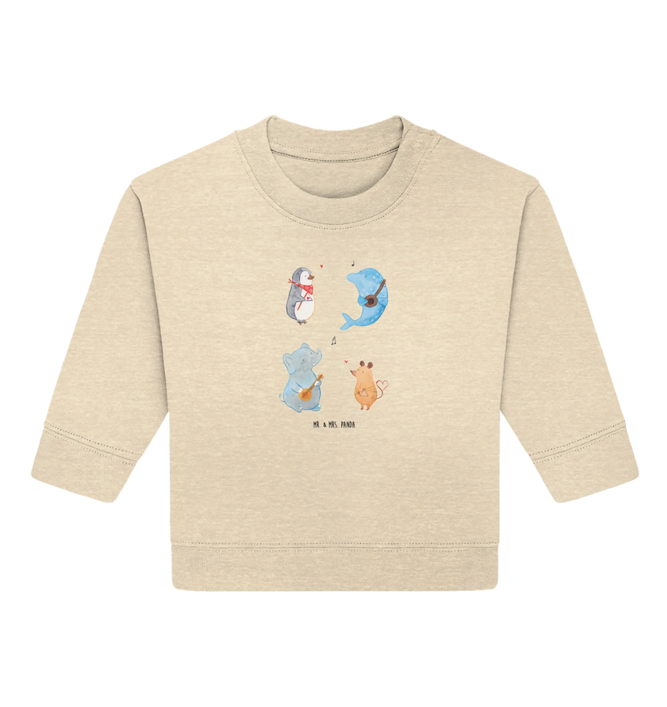 Organiczny sweter dla niemowląt Wielki zespół Baby Sweatshirt, Baby Bullover, Gute Laune, Tiermotive, Tiere, Lustige Sprüche, Delfin, Elefant, Triangel, Musikanten, Band, Maus, Musik, Gitarre, Hund, Pinguin