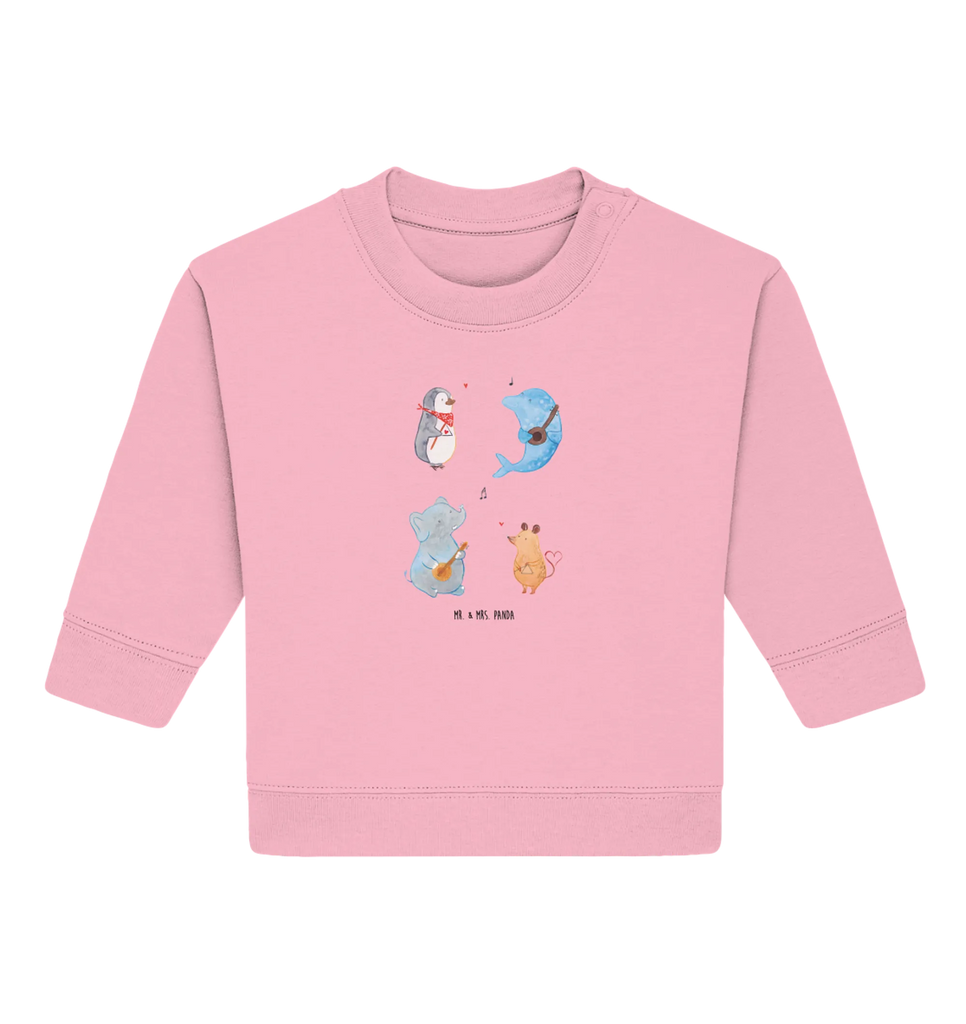 Organiczny sweter dla niemowląt Wielki zespół Baby Sweatshirt, Baby Bullover, Gute Laune, Tiermotive, Tiere, Lustige Sprüche, Delfin, Elefant, Triangel, Musikanten, Band, Maus, Musik, Gitarre, Hund, Pinguin