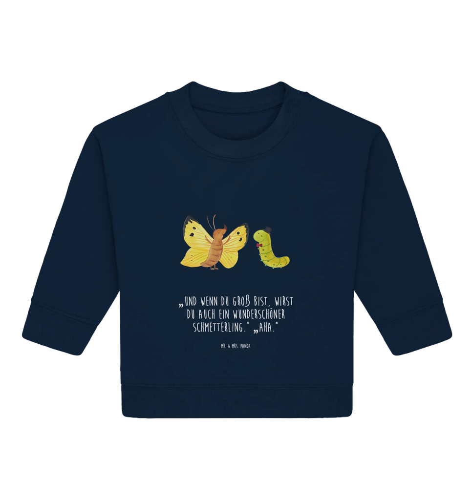 Organiczny sweter dla niemowląt gąsienica motyl Baby Sweatshirt, Baby Bullover, Gute Laune, Tiermotive, Tiere, Lustige Sprüche, Schmetterling, Zitronenfalter, Hütchen, Hut, Kokon, Schönheit, Raupe, Erwachsen Werden, Aufwachsen, Entwicklung