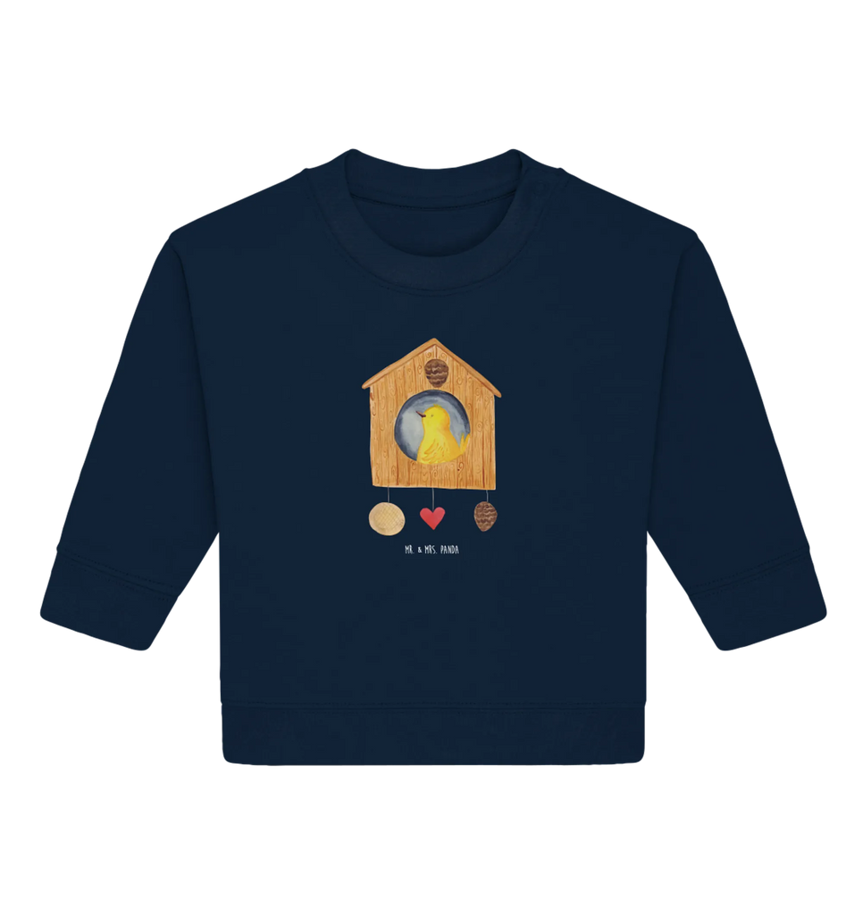 Organiczny sweter dla niemowląt ptasi domek Strona główna Baby Bullover, Baby Sweatshirt, Gute Laune, Tiermotive, Tiere, Lustige Sprüche, Einzugsgeschenk, Vogelhaus, Vogel, Umzug, Haus, Home Sweet Home, Geschenk, Einzug, Hausbau