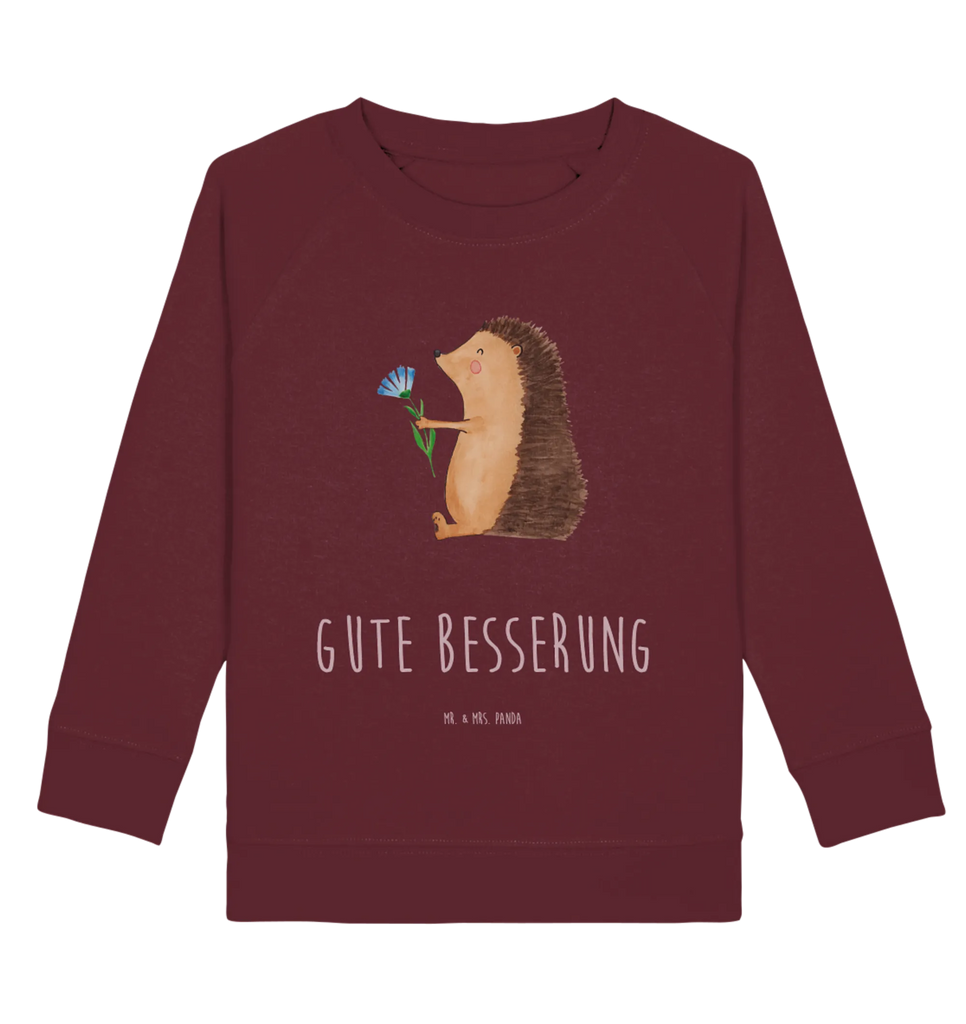 Organic Kinder Pullover Igel mit Blume Kinder Sweatshirt, Kinder Pullover, Jungen, Mädchen, Gute Laune, Tiermotive, Tiere, lustige Sprüche, Igel, Genesungswünsche, Besuch, krank, Krankheit, Krankenhaus, Gute Besserung