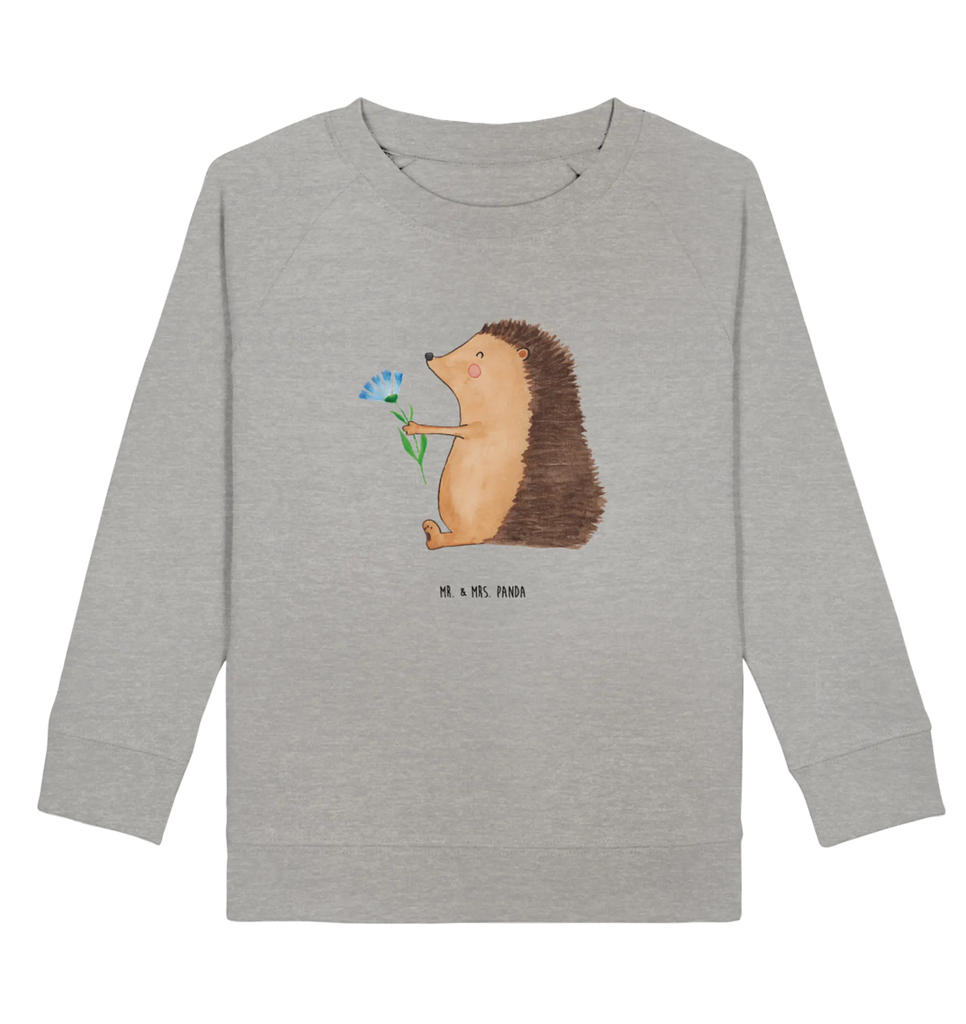 Organic Kinder Pullover Igel mit Blume Kinder Sweatshirt, Kinder Pullover, Jungen, Mädchen, Gute Laune, Tiermotive, Tiere, lustige Sprüche, Igel, Genesungswünsche, Besuch, krank, Krankheit, Krankenhaus, Gute Besserung