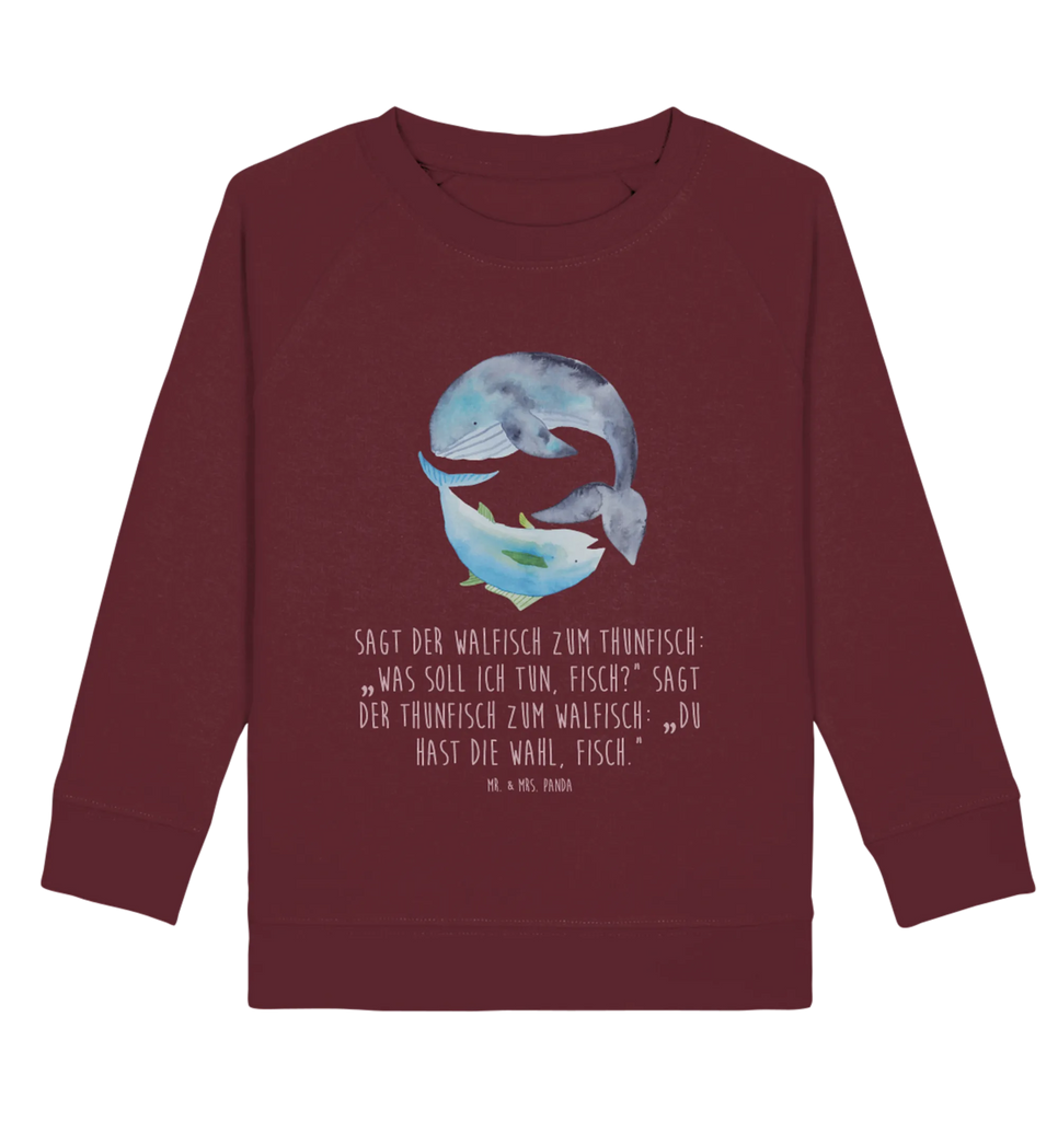 Organic Kinder Pullover Walfisch & Thunfisch Mädchen, Kinder Sweatshirt, Jungen, Kinder Pullover, Tiermotive, Gute Laune, lustige Sprüche, Tiere, Wahl, Witz, Spruch lustig, Wortwitz lustig, Tunfisch, Flachwitz Geschenk, Spruch des Tages, Flachwitz, Wal