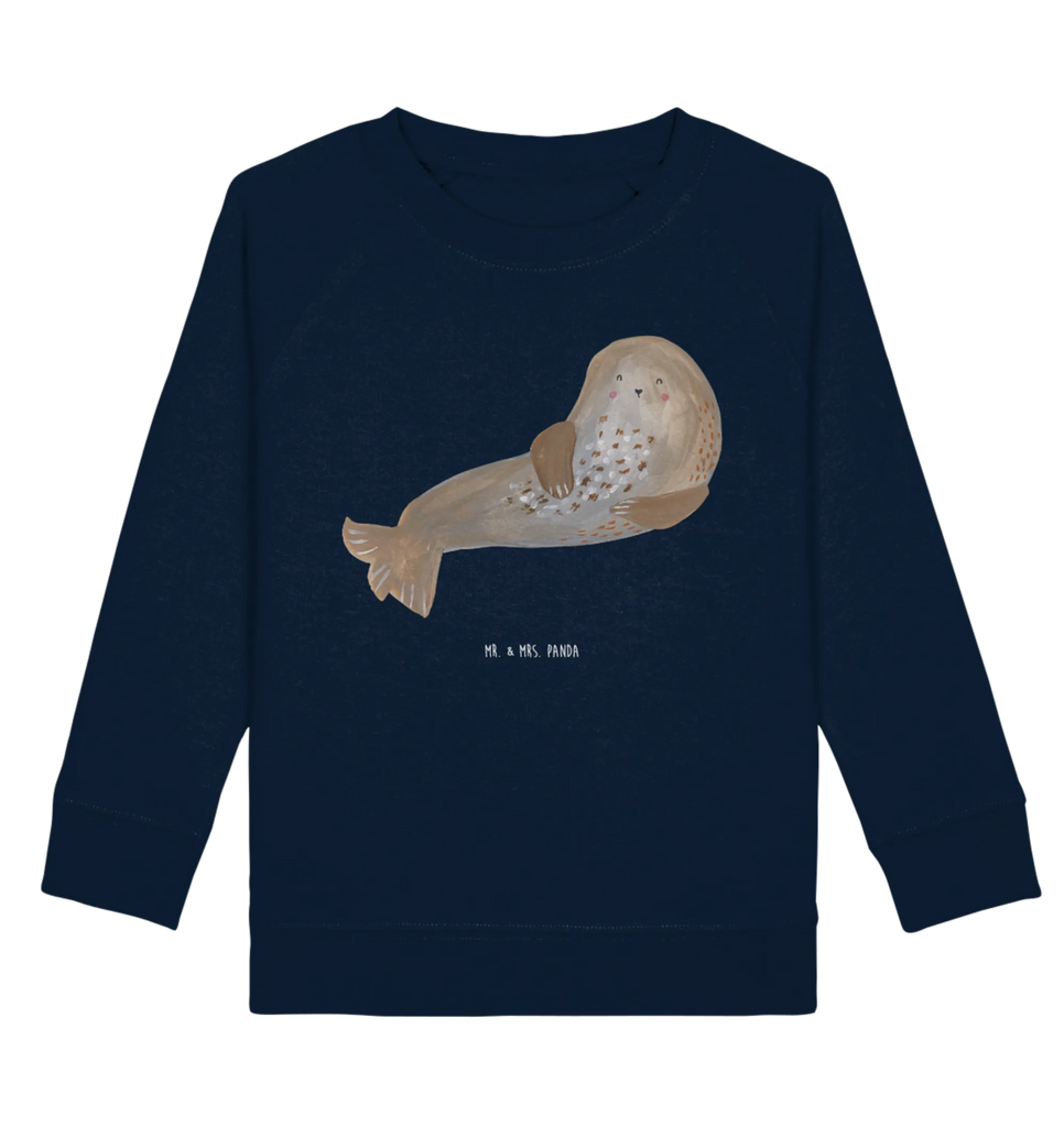 Organic Kinder Pullover Robbe lachend Kinder Sweatshirt, Kinder Pullover, Gute Laune, Tiermotive, Tiere, Lustige Sprüche, Seehund, Strand, Robben, Nordsee, Meerestier, Ostsee, Robbe