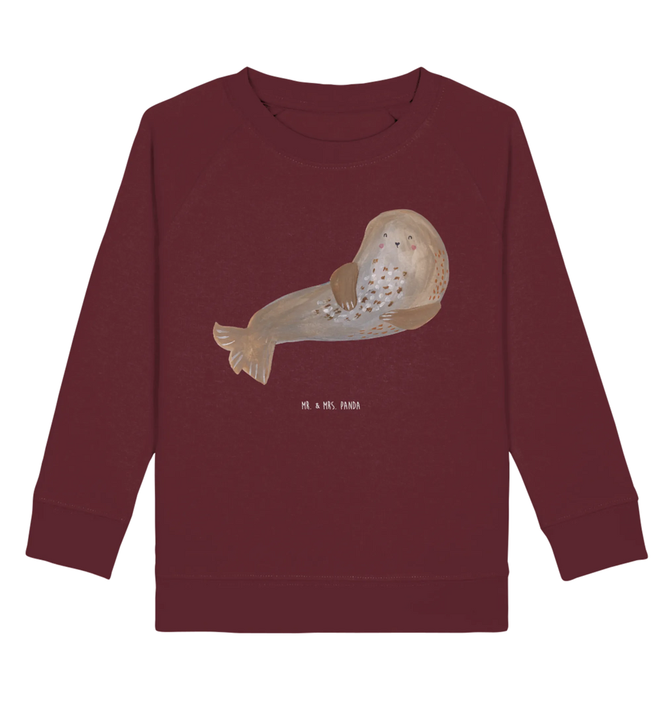 Organic Kinder Pullover Robbe lachend Kinder Sweatshirt, Kinder Pullover, Gute Laune, Tiermotive, Tiere, Lustige Sprüche, Seehund, Strand, Robben, Nordsee, Meerestier, Ostsee, Robbe