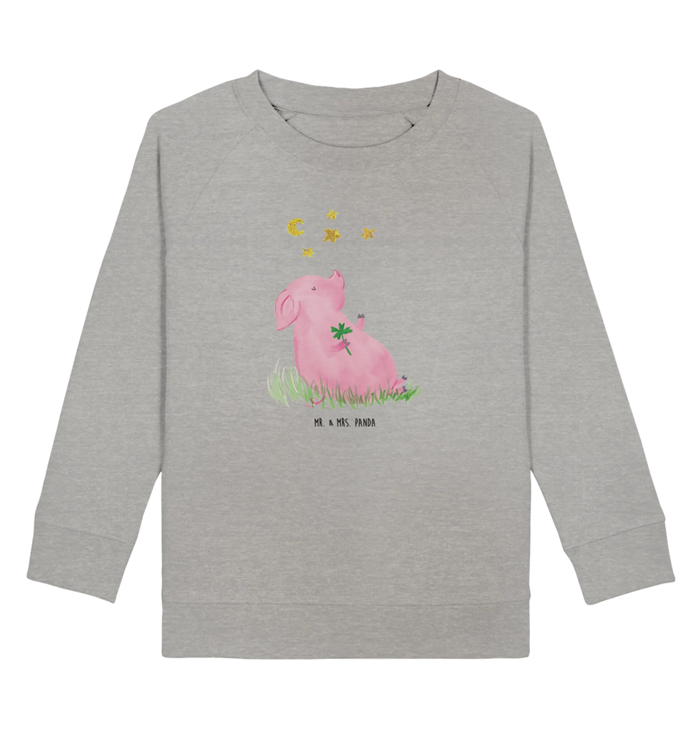 Organic Kinder Pullover Glücksschwein Kinder Sweatshirt, Kinder Pullover, Gute Laune, Tiermotive, Tiere, Lustige Sprüche, Sterne, Schweinchen, Träume, Schwein, Motivation, Sernchen, Glücksbringer, Ziele, Glücksschwein. Glück