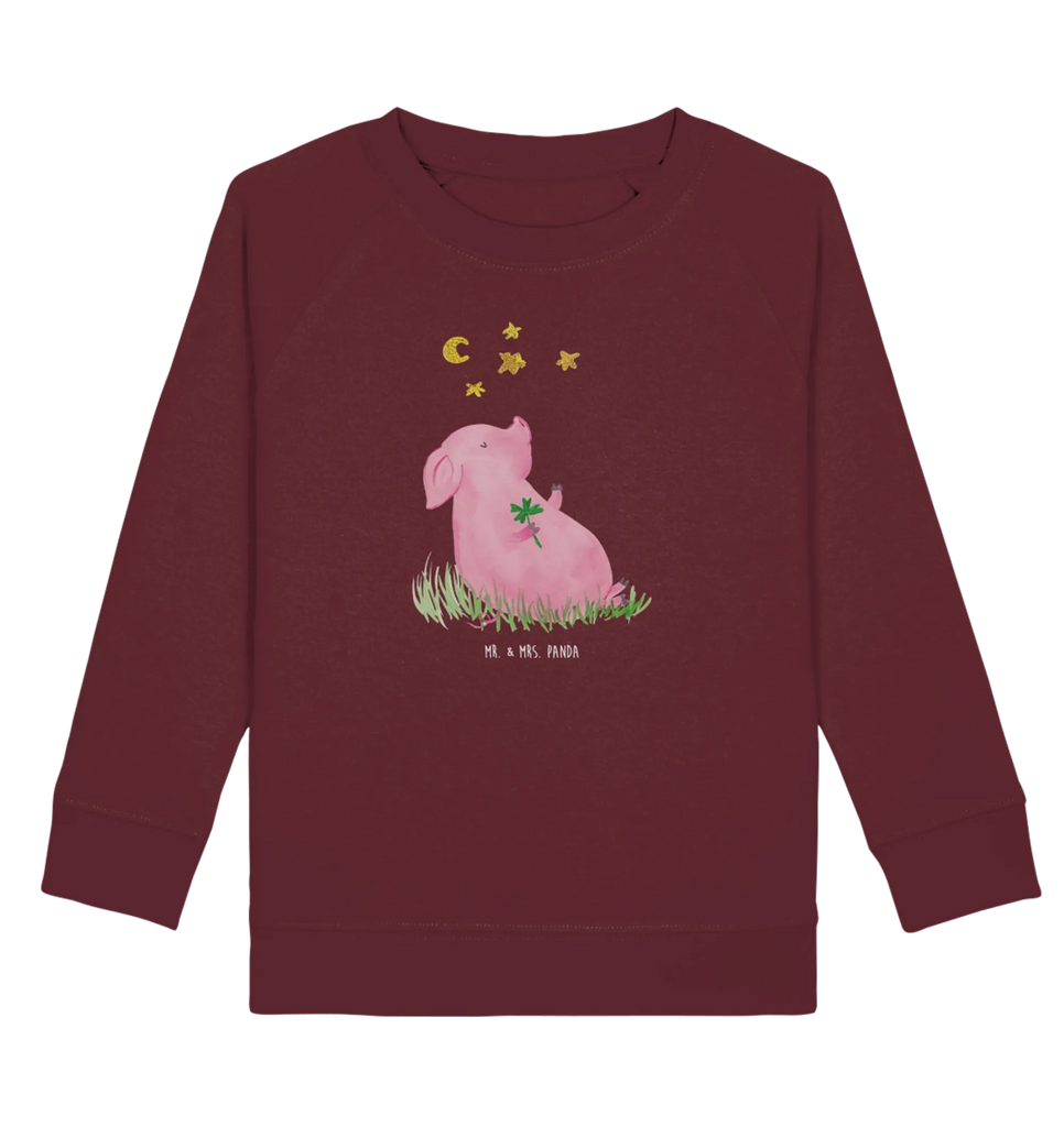 Organic Kinder Pullover Glücksschwein Kinder Sweatshirt, Kinder Pullover, Gute Laune, Tiermotive, Tiere, Lustige Sprüche, Sterne, Schweinchen, Träume, Schwein, Motivation, Sernchen, Glücksbringer, Ziele, Glücksschwein. Glück