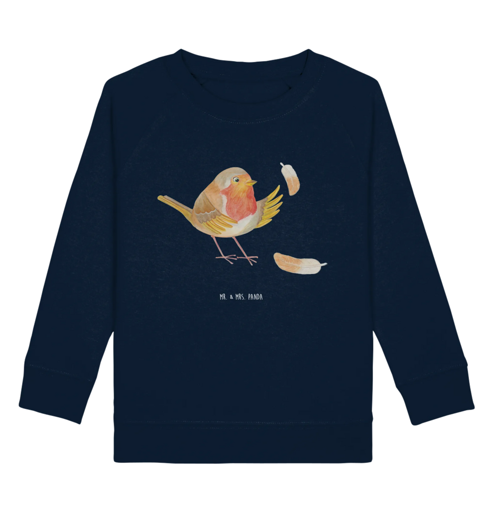 Organic Kinder Pullover Rotkehlchen mit Federn Kinder Pullover, Kinder Sweatshirt, Mädchen, Jungen, Tiermotive, Gute Laune, lustige Sprüche, Tiere, Spruch Mut, What if i fall, Motivation Sprüche, Spruch Motivation, Rotkehlchen, fliegen, Motivationsbilder, Vogel