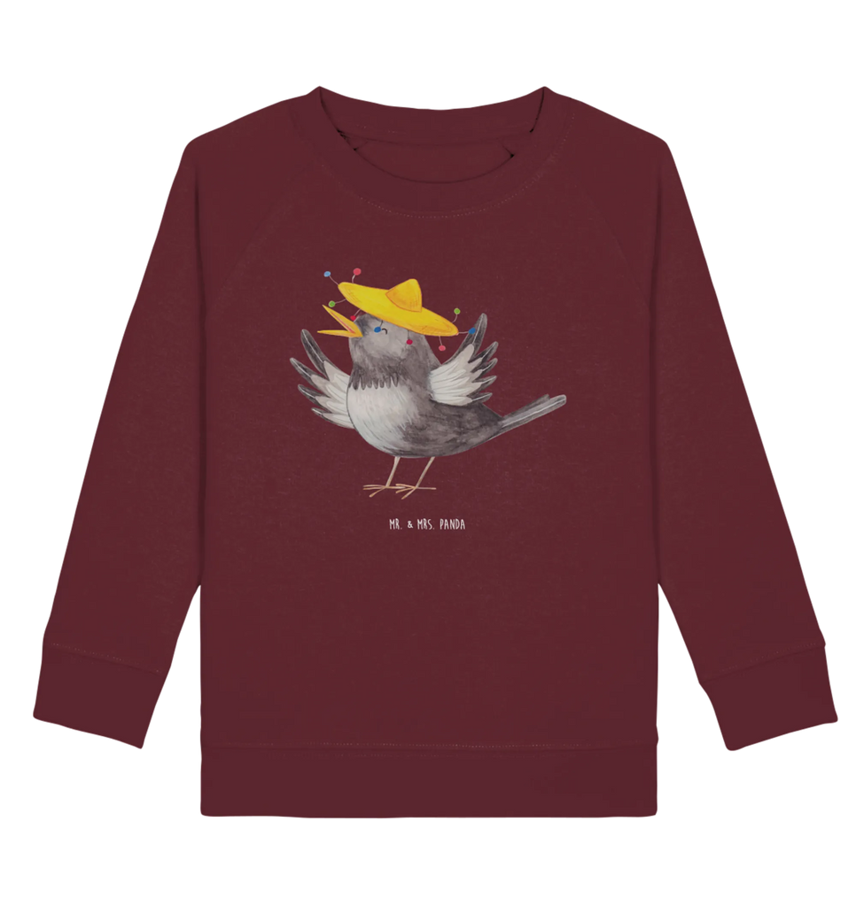 Organic Kinder Pullover Rabe mit Sombrero Kinder Pullover, Kinder Sweatshirt, Gute Laune, Tiermotive, Tiere, Lustige Sprüche, Vögel, Glück Spruch, Motivation, Froh, glücklich sein, Spruch Positiv, Fröhlich sein, Vogel, Rabe, Elster