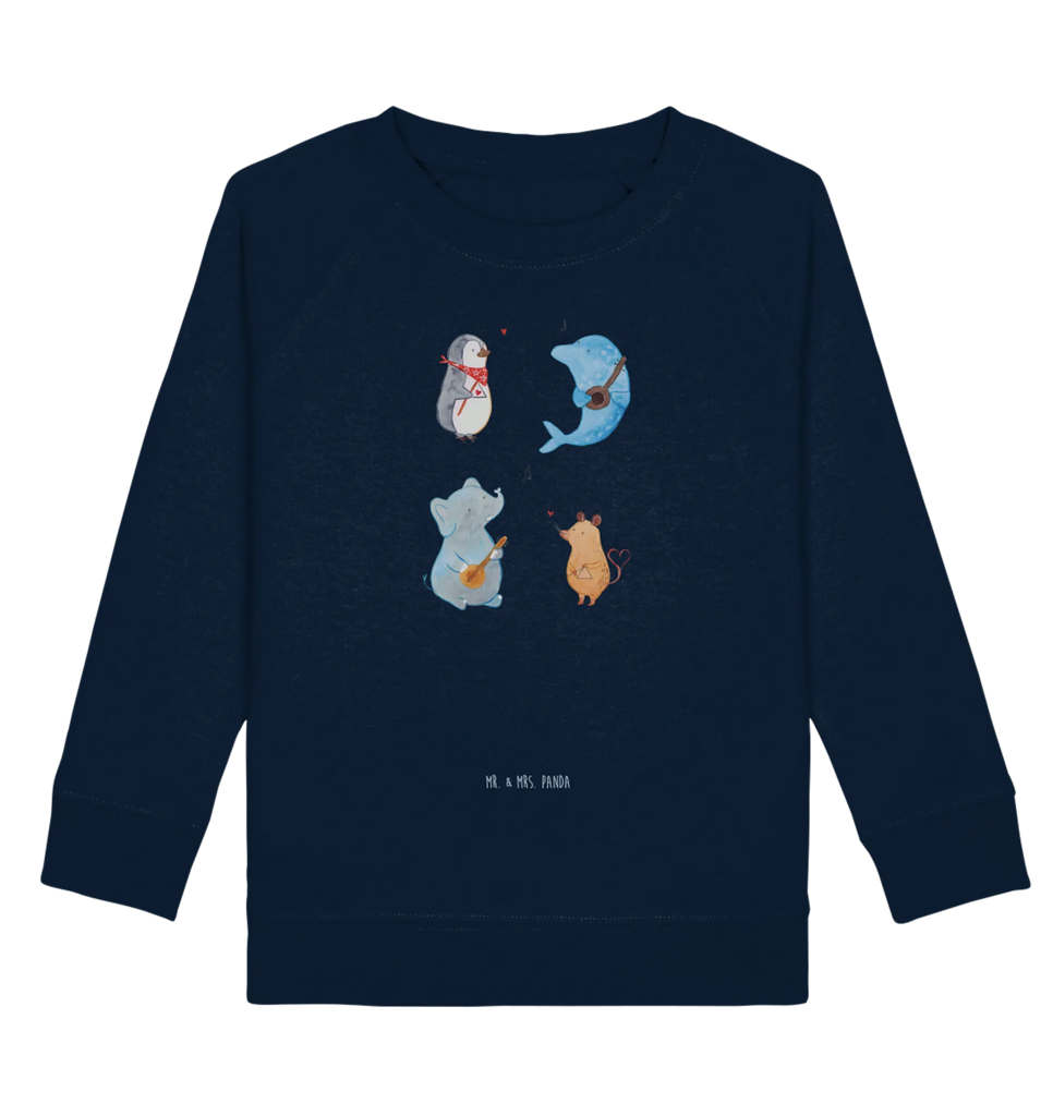 Organic Kinder Pullover Big Band Jungen, Kinder Pullover, Kinder Sweatshirt, Mädchen, Tiermotive, Gute Laune, lustige Sprüche, Tiere, Delfin, Maus, Pinguin, Band, Gitarre, Hund, Triangel, Musikanten, Elefant, Musik