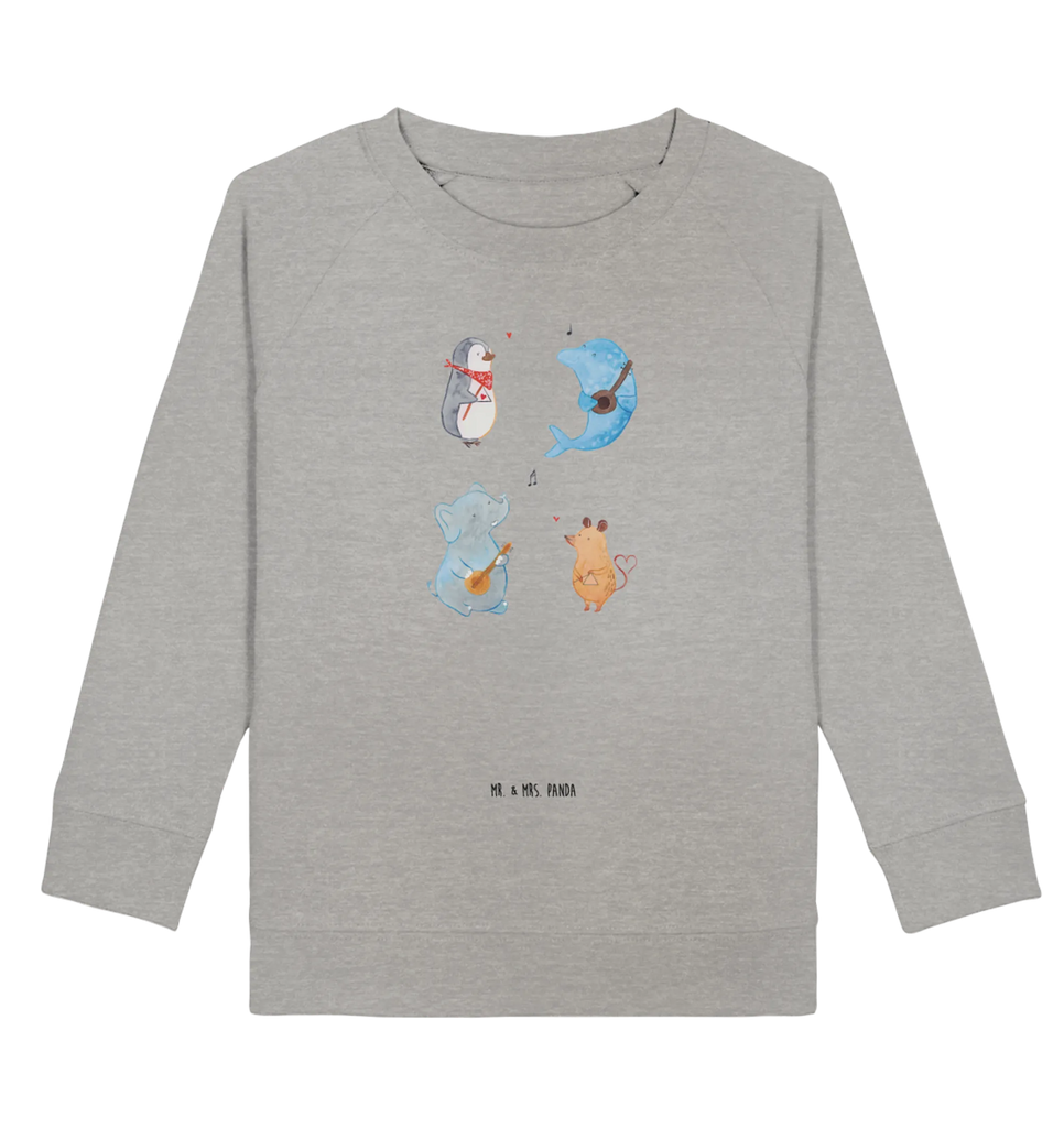Organic Kinder Pullover Big Band Jungen, Kinder Pullover, Kinder Sweatshirt, Mädchen, Tiermotive, Gute Laune, lustige Sprüche, Tiere, Delfin, Maus, Pinguin, Band, Gitarre, Hund, Triangel, Musikanten, Elefant, Musik