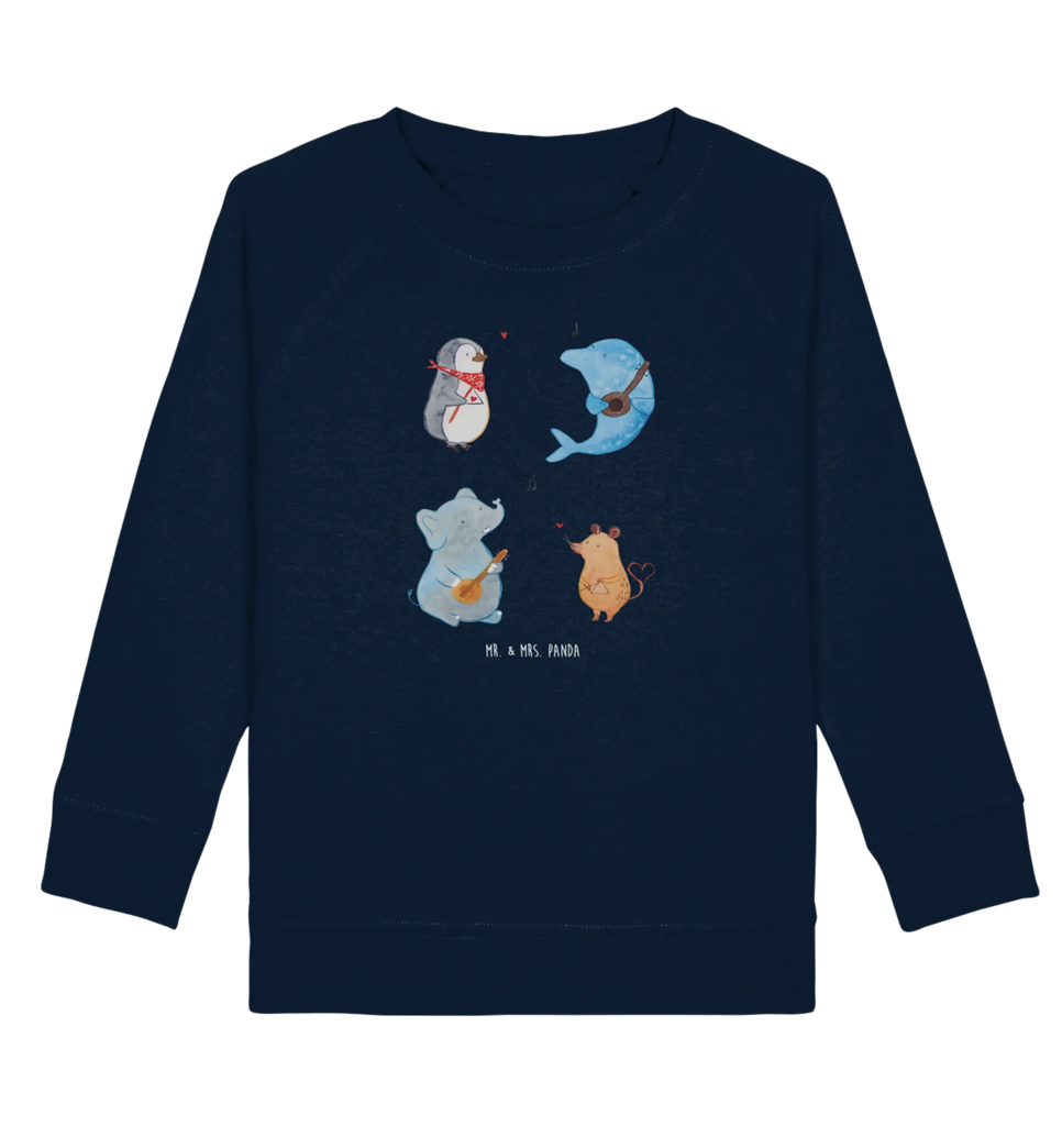 Organic Kinder Pullover Big Band Jungen, Kinder Pullover, Kinder Sweatshirt, Mädchen, Tiermotive, Gute Laune, lustige Sprüche, Tiere, Delfin, Maus, Pinguin, Band, Gitarre, Hund, Triangel, Musikanten, Elefant, Musik