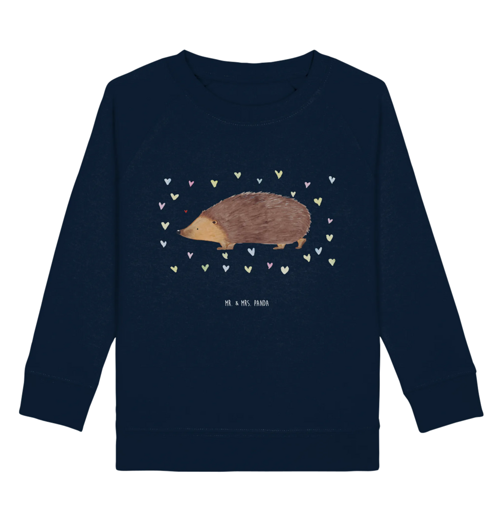 Organic Kinder Pullover Igel Herzen Kinder Sweatshirt, Kinder Pullover, Gute Laune, Tiermotive, Tiere, Lustige Sprüche, Kuss, Herz, Vertrauen, Igel, Herzen, Liebe, Leben