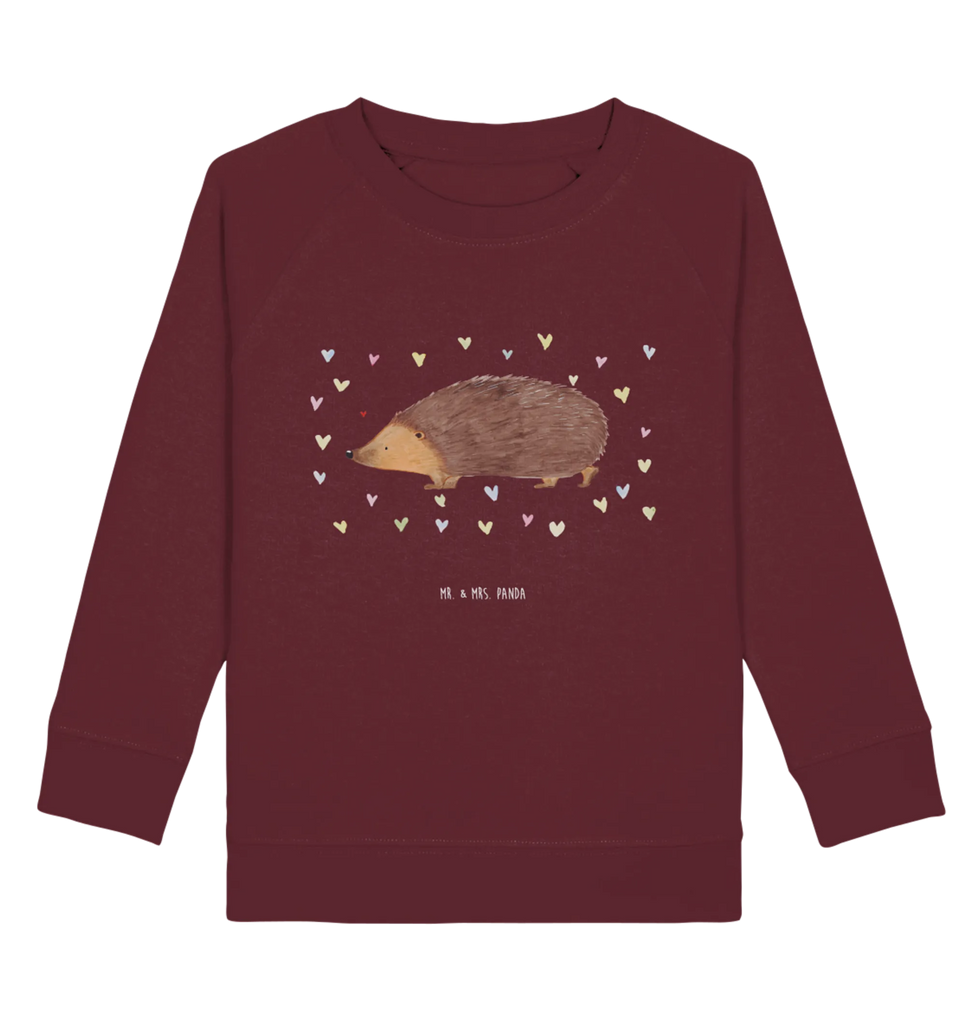 Organic Kinder Pullover Igel Herzen Kinder Sweatshirt, Kinder Pullover, Gute Laune, Tiermotive, Tiere, Lustige Sprüche, Kuss, Herz, Vertrauen, Igel, Herzen, Liebe, Leben