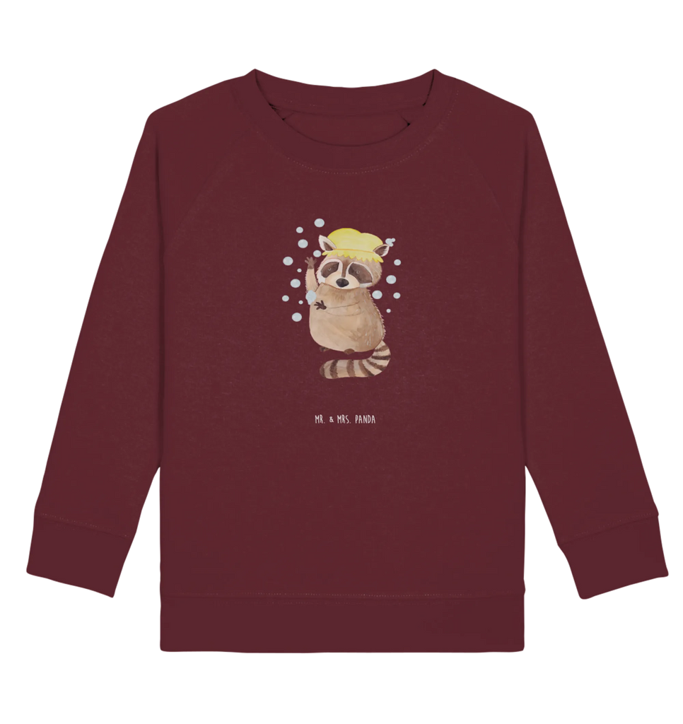 Organic Kinder Pullover Waschbär Kinder Sweatshirt, Mädchen, Kinder Pullover, Jungen, Tiermotive, Gute Laune, lustige Sprüche, Tiere, Fröhlich, Plan, Tagträumen, Seifenblasen, Waschbär, waschen