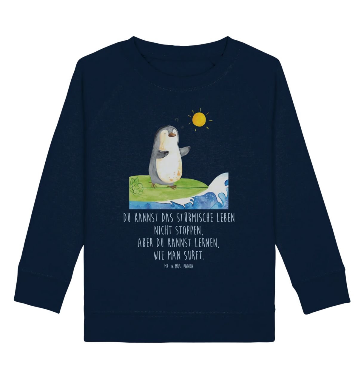Organic Kinder Pullover Pinguin Surfer Kinder Pullover, Kinder Sweatshirt, Pinguin, Surfer, Surfen, Pinguine, Wellen, Wellen Reiten, Portugal, Hawaii, Urlaub
