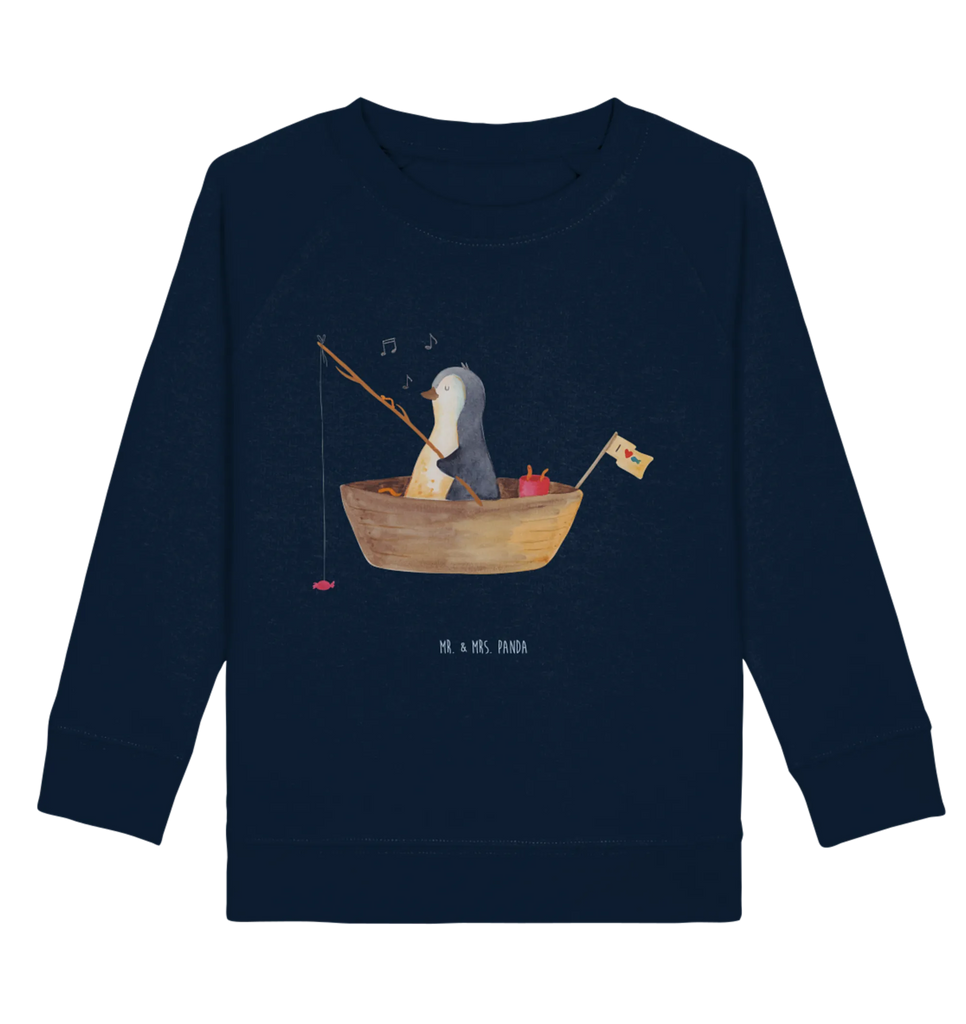 Organic Kinder Pullover Pinguin Angelboot Kinder Pullover, Kinder Sweatshirt, Pinguin, Geschenkidee Liebeskummer, Neuanfang, Lebenslust, Angelboot, Pinguine, Angeln, Trennung, Scheidung, Boot, Motivation, Leben, Genießen, Neustart