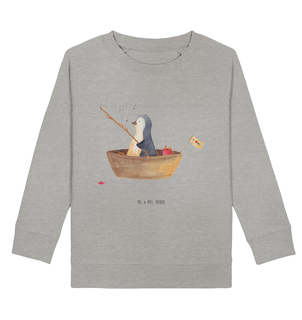 Organic Kinder Pullover Pinguin Angelboot Kinder Pullover, Kinder Sweatshirt, Pinguin, Geschenkidee Liebeskummer, Neuanfang, Lebenslust, Angelboot, Pinguine, Angeln, Trennung, Scheidung, Boot, Motivation, Leben, Genießen, Neustart