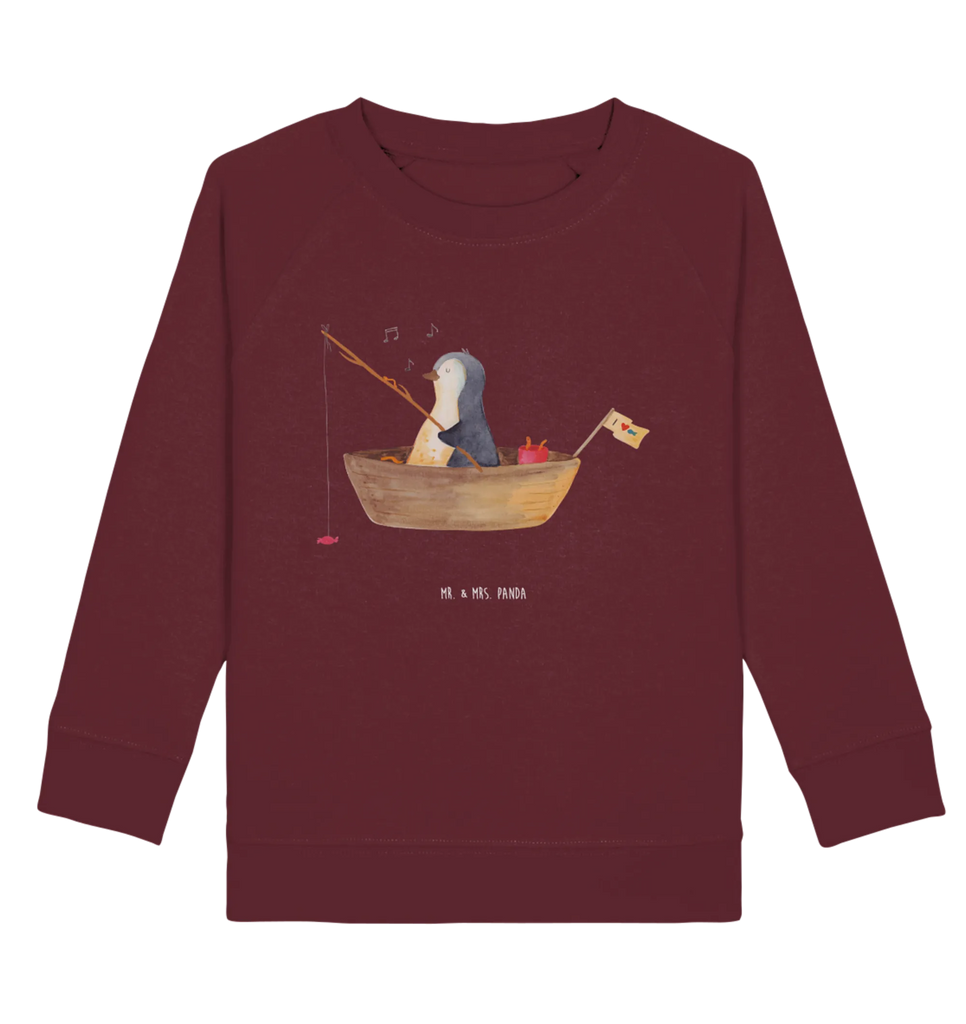 Organic Kinder Pullover Pinguin Angelboot Kinder Pullover, Kinder Sweatshirt, Pinguin, Geschenkidee Liebeskummer, Neuanfang, Lebenslust, Angelboot, Pinguine, Angeln, Trennung, Scheidung, Boot, Motivation, Leben, Genießen, Neustart