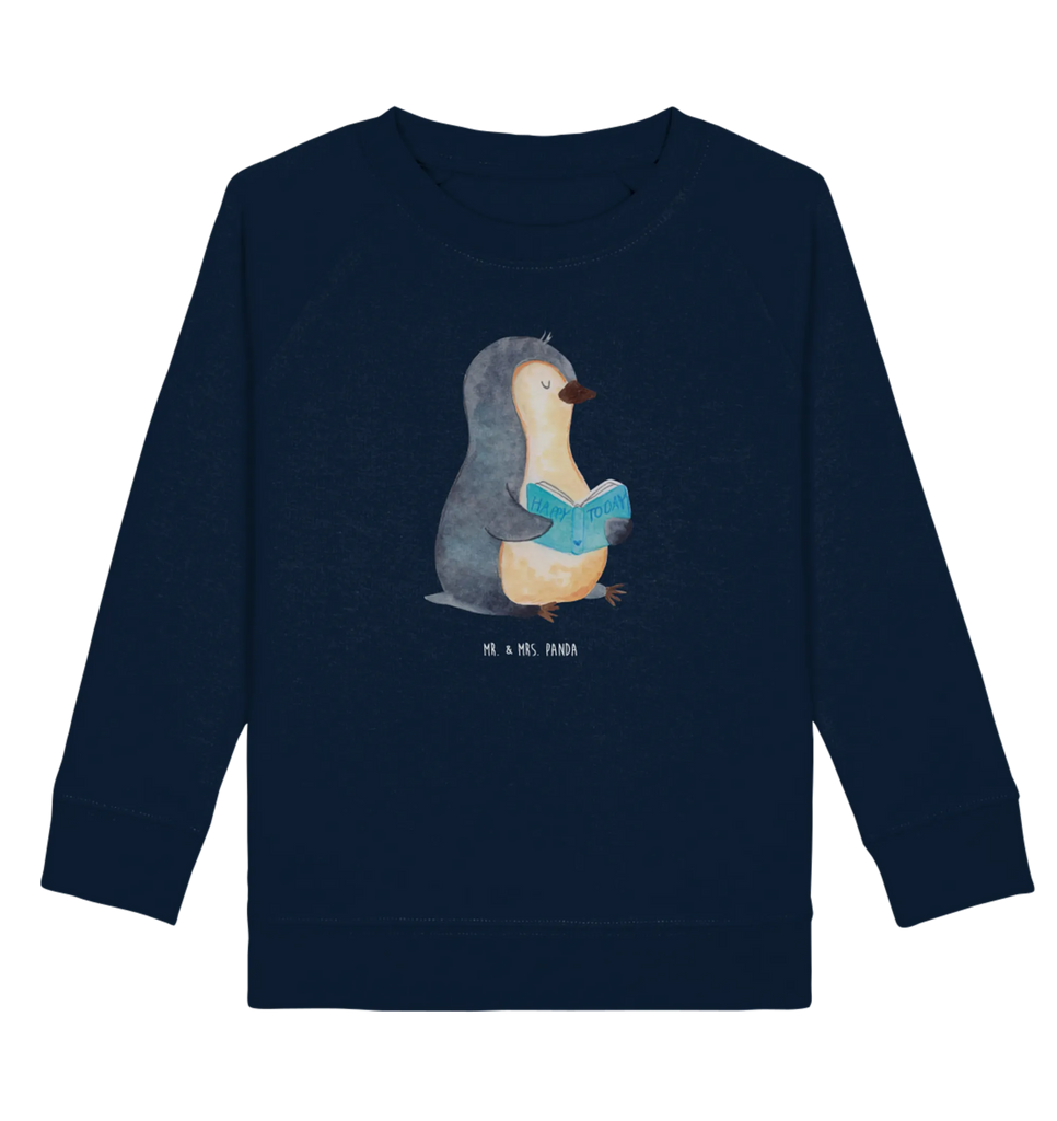 Organic Kinder Pullover Pinguin Buch Kinder Pullover, Kinder Sweatshirt, Pinguin, Lesen, Buch, Urlaub, Nichtstun, Ferien, Bücherwurm, Faulenzen, Pinguine, Freizeit
