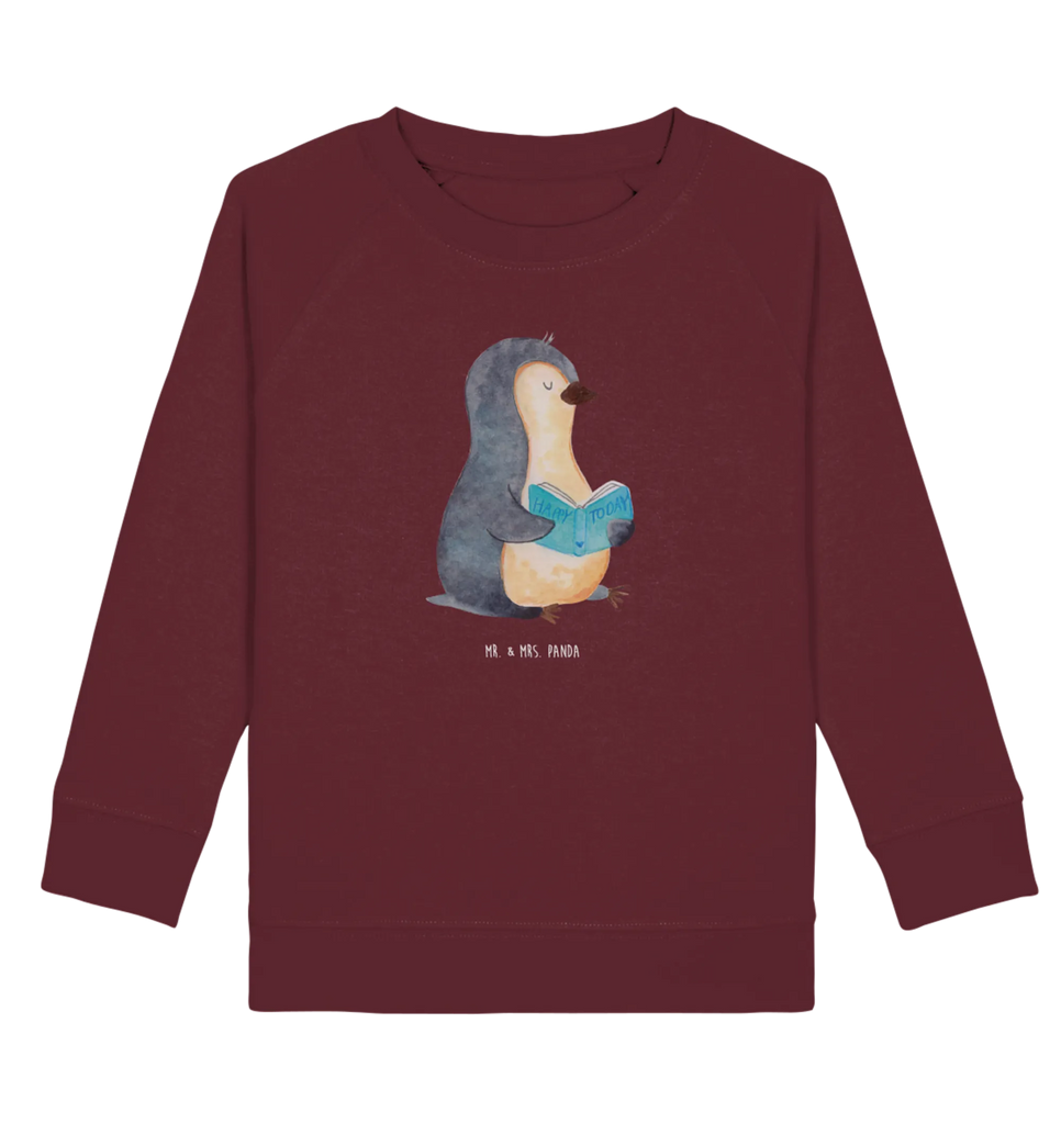 Organic Kinder Pullover Pinguin Buch Kinder Pullover, Kinder Sweatshirt, Pinguin, Lesen, Buch, Urlaub, Nichtstun, Ferien, Bücherwurm, Faulenzen, Pinguine, Freizeit