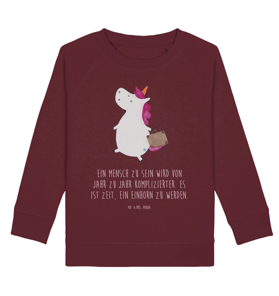 Organic Kinder Pullover Einhorn Koffer Kinder Sweatshirt, Kinder Pullover, Einhorn Deko, Einhörner, Einhorn, Unicorn, Gepäck, Verreisen, Reise, Albern, Spaß, Kind, Witzig, Lustig, Koffer, Erwachsen, Abenteuer