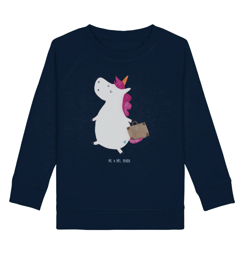 Organic Kinder Pullover Einhorn Koffer Kinder Sweatshirt, Kinder Pullover, Einhorn Deko, Einhörner, Einhorn, Unicorn, Gepäck, Verreisen, Reise, Albern, Spaß, Kind, Witzig, Lustig, Koffer, Erwachsen, Abenteuer