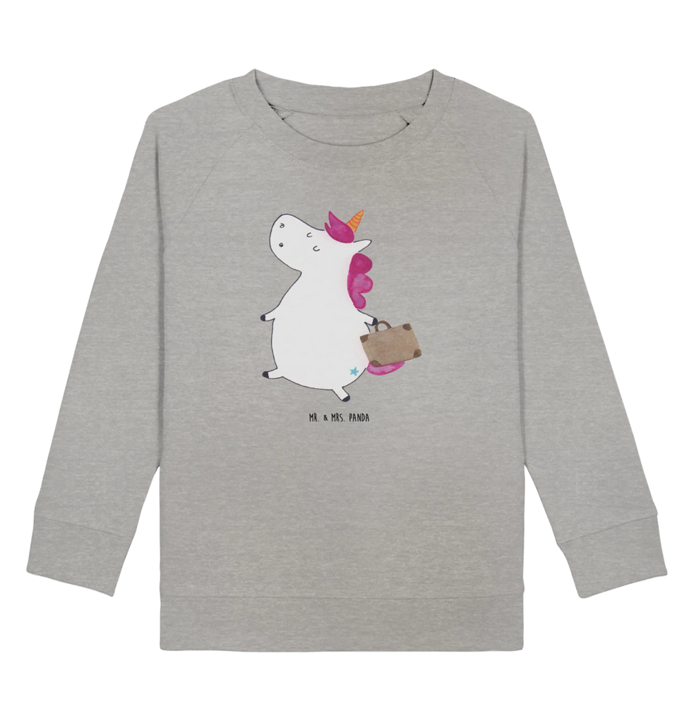 Organic Kinder Pullover Einhorn Koffer Kinder Sweatshirt, Kinder Pullover, Einhorn Deko, Einhörner, Einhorn, Unicorn, Gepäck, Verreisen, Reise, Albern, Spaß, Kind, Witzig, Lustig, Koffer, Erwachsen, Abenteuer
