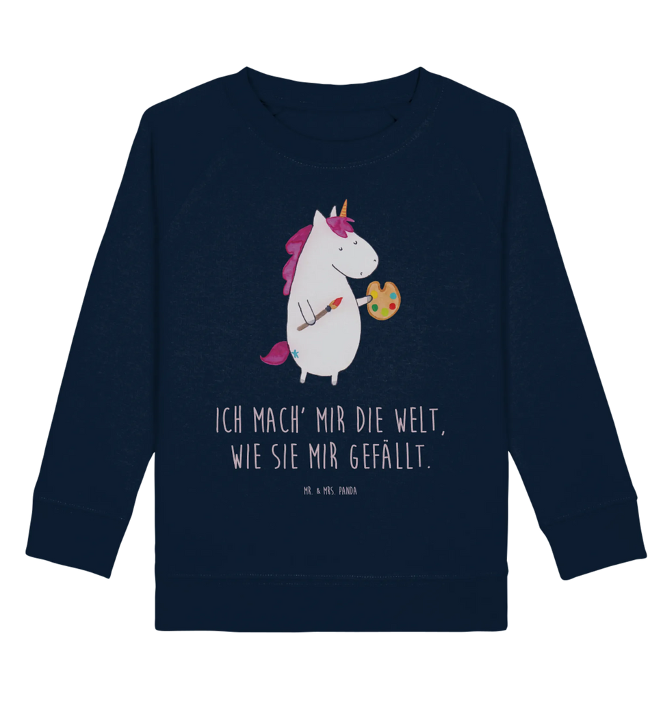 Organic Kinder Pullover Einhorn Künstler Mädchen, Kinder Pullover, Kinder Sweatshirt, Jungen, Einhorn, Einhörner, Einhorn Deko, Unicorn, Künstler, Stift, Geschenk, Malen, Pinsel, Maler, Englisch, Welt, Artist, Zeichnen, Farbe