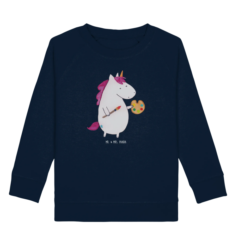 Organic Kinder Pullover Einhorn Künstler Mädchen, Kinder Pullover, Kinder Sweatshirt, Jungen, Einhorn, Einhörner, Einhorn Deko, Unicorn, Künstler, Stift, Geschenk, Malen, Pinsel, Maler, Englisch, Welt, Artist, Zeichnen, Farbe