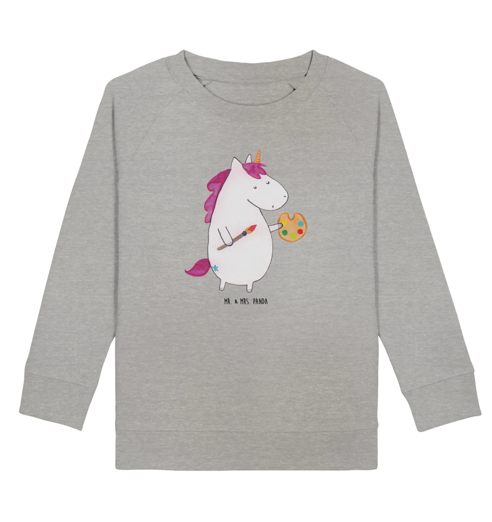 Organic Kinder Pullover Einhorn Künstler Mädchen, Kinder Pullover, Kinder Sweatshirt, Jungen, Einhorn, Einhörner, Einhorn Deko, Unicorn, Künstler, Stift, Geschenk, Malen, Pinsel, Maler, Englisch, Welt, Artist, Zeichnen, Farbe