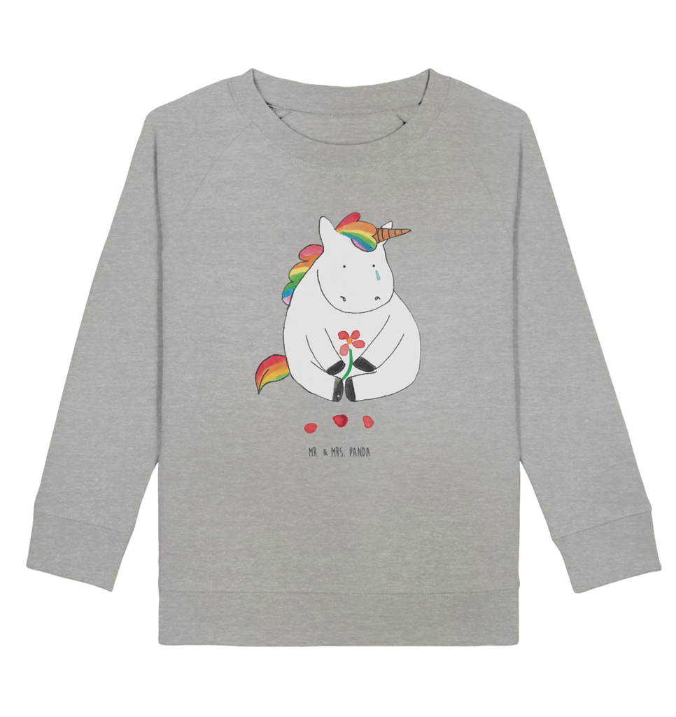 Organic Kinder Pullover Einhorn Traurig Kinder Sweatshirt, Kinder Pullover, Einhorn Deko, Einhörner, Einhorn, Unicorn, Trauer, Trösten. Freundschaft, Liebe, Blume, Glitzer, Freunde, Grußkarte