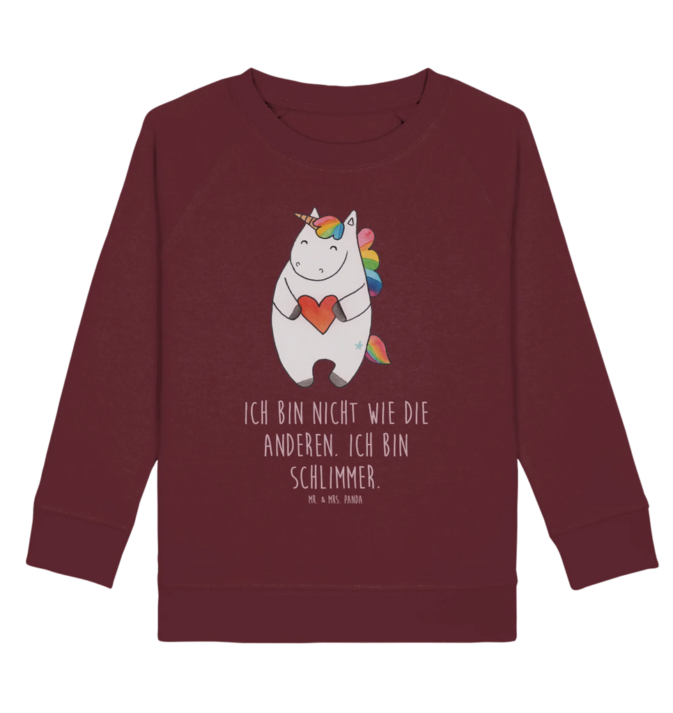 Organic Kinder Pullover Einhorn Herz Kinder Pullover, Kinder Sweatshirt, Einhorn Deko, Einhörner, Einhorn, Unicorn, Freundin, böse, Bunt, Lustig, Witzig, Schlimm, Herz, Anders
