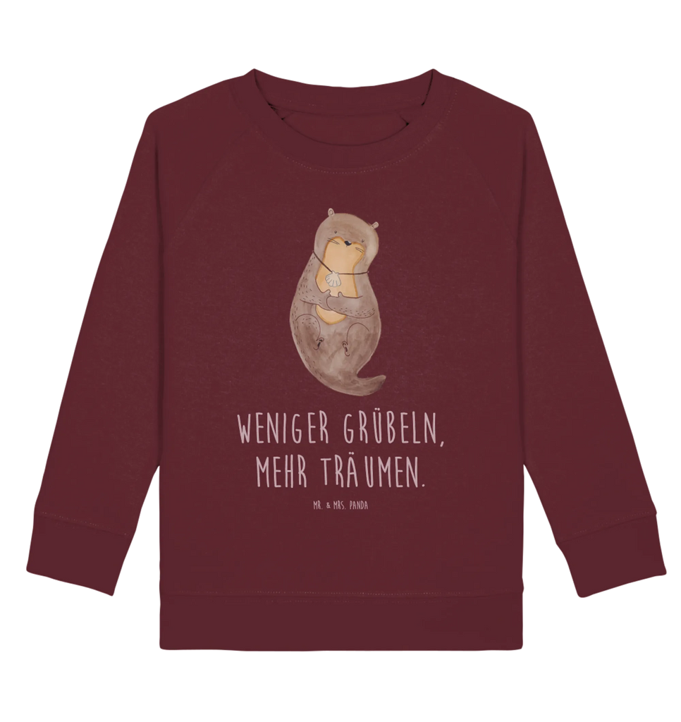 Organic Kinder Pullover Otter mit Muschelmedaillon Kinder Sweatshirt, Kinder Pullover, Seeotter, Fischotter, Otter, Otterliebe, Tagträumen, Motivation, Grübeln, Träumen, Büro