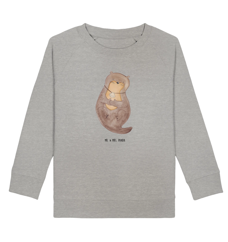 Organic Kinder Pullover Otter mit Muschelmedaillon Kinder Sweatshirt, Kinder Pullover, Seeotter, Fischotter, Otter, Otterliebe, Tagträumen, Motivation, Grübeln, Träumen, Büro