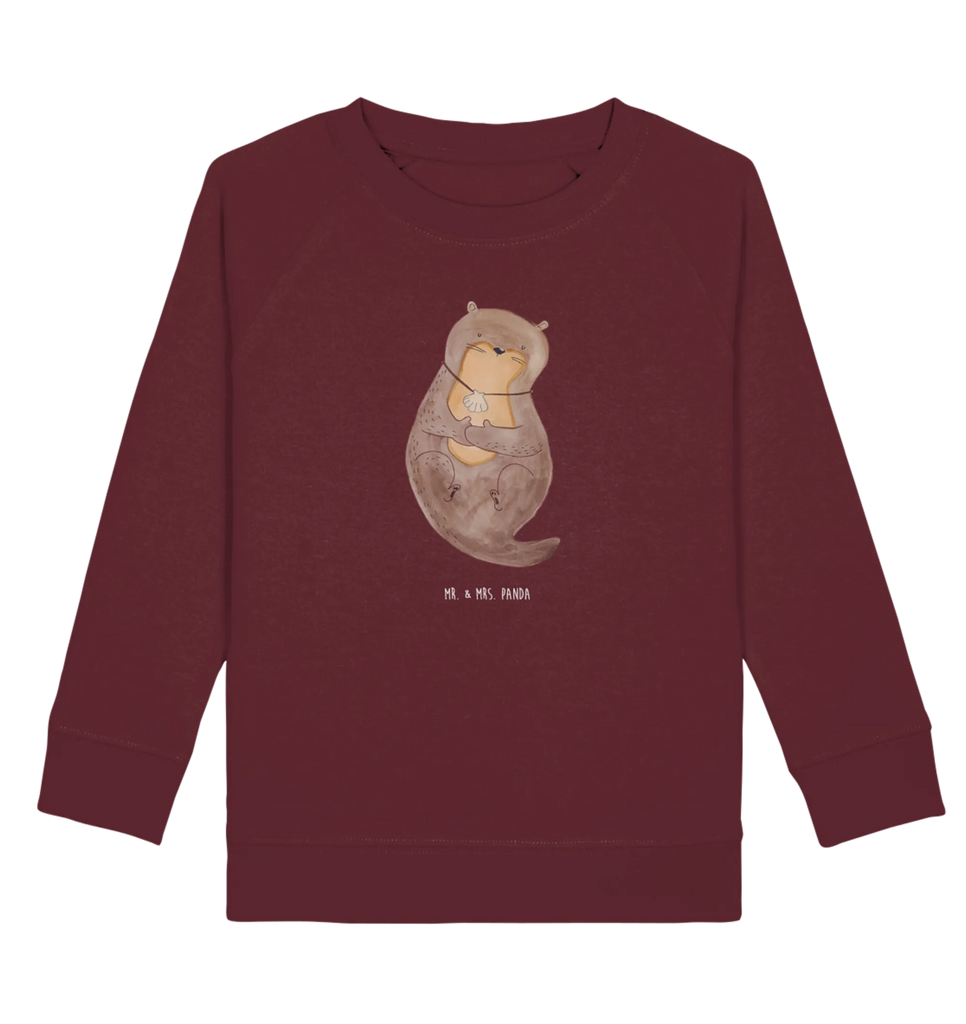 Organic Kinder Pullover Otter mit Muschelmedaillon Kinder Sweatshirt, Kinder Pullover, Seeotter, Fischotter, Otter, Otterliebe, Tagträumen, Motivation, Grübeln, Träumen, Büro