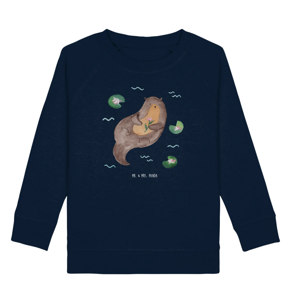 Organic Kinder Pullover Otter mit Seerose Kinder Sweatshirt, Jungen, Mädchen, Kinder Pullover, Seeotter, Fischotter, Otter, Otter Seeotter See Otter
