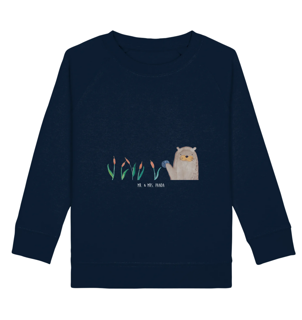 Organic Kinder Pullover Otter mit Stein Kinder Pullover, Kinder Sweatshirt, Seeotter, Fischotter, Otter, Otter Seeotter See Otter