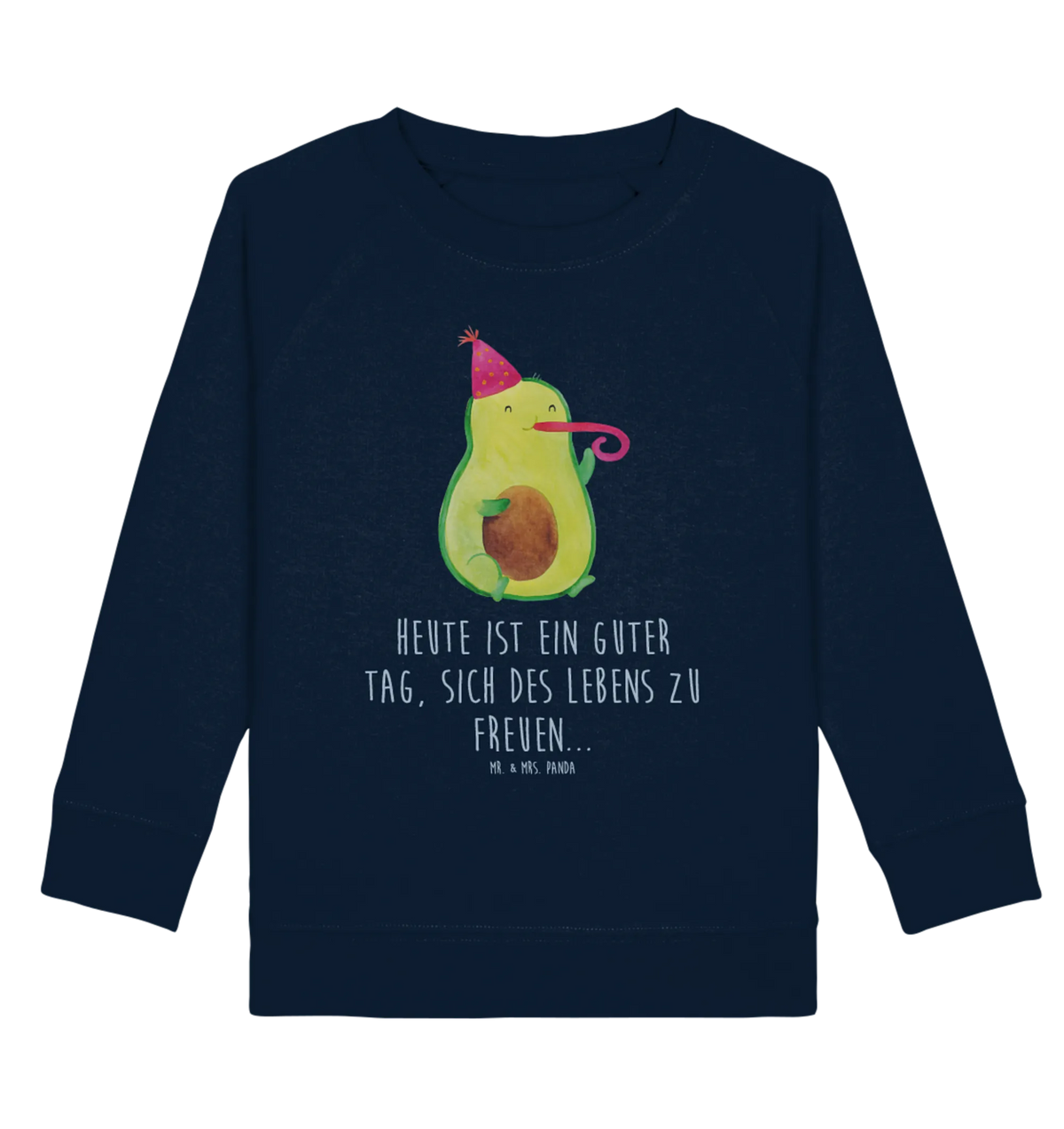 Organic Kinder Pullover Avocado Feier Kinder Sweatshirt, Kinder Pullover, Gesund, Vegan, Avocado, Veggie, Feier, Gute Laune, Feierlichkeit, Tröte, Fete, Geburtstag, Party