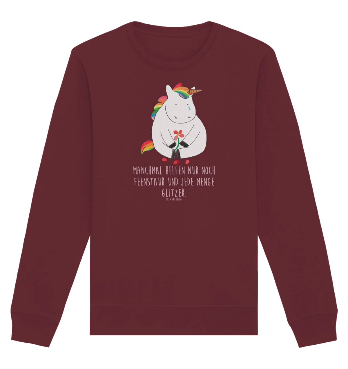 Organic Pullover unicorn Sad Pullover, Pullover Männer, Pullover Frauen, Sweatshirt, Sweatshirt Männer, Sweatshirt Frauen, Unisex, Einhorn, Einhörner, Einhorn Deko, Unicorn, Glitzer, Trösten. Freundschaft, Freunde, Liebe, Trauer, Grußkarte, Blume